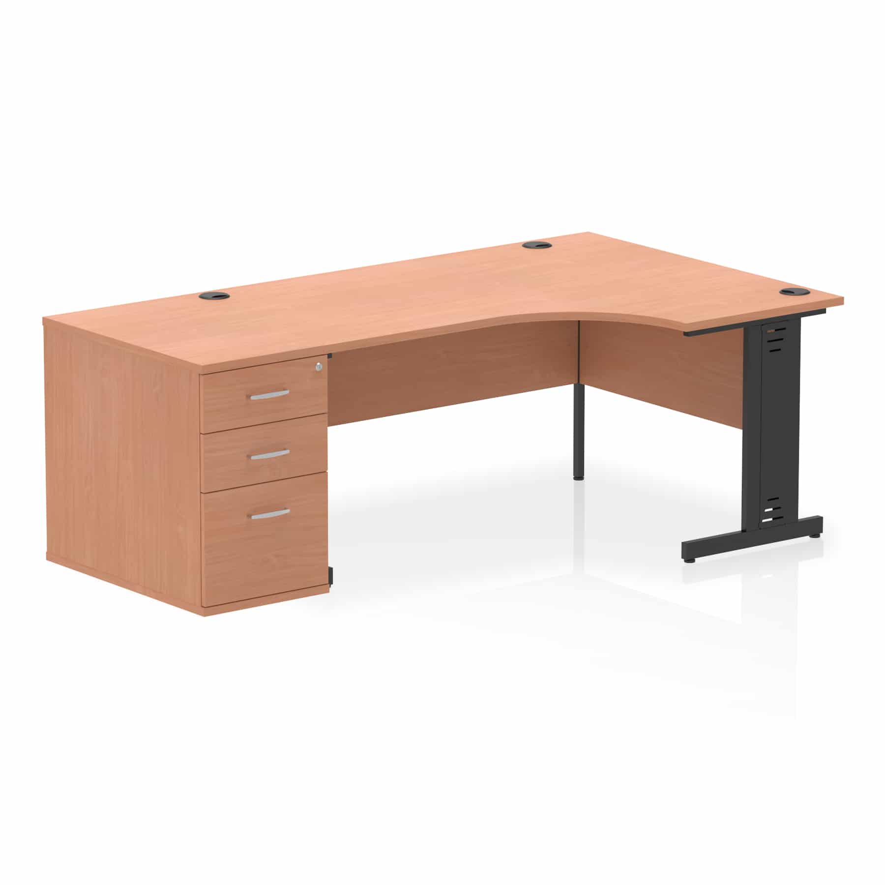 Impulse 1600mm Cable Managed Right Crescent Desk Workstation - Image 4