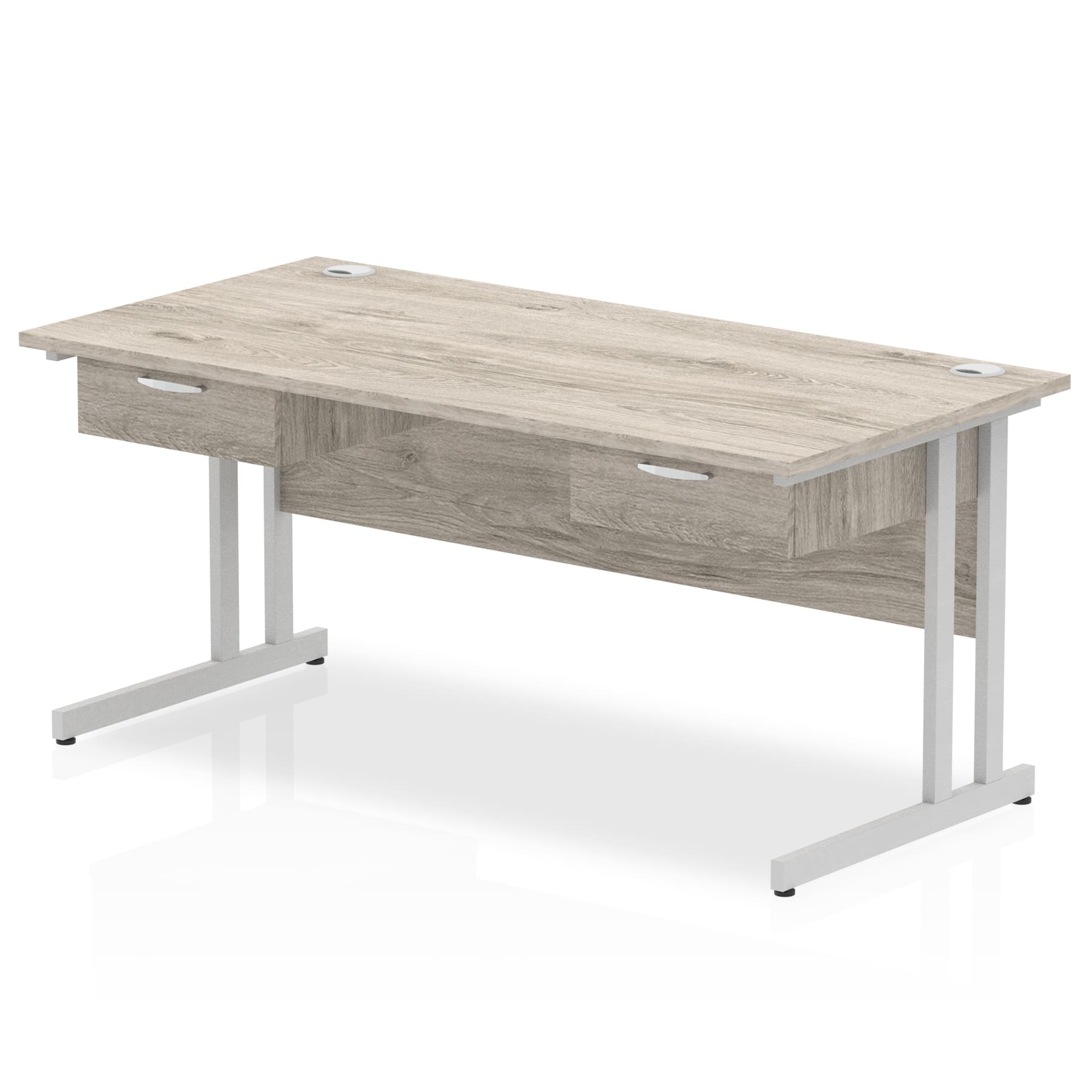 Impulse Cantilever Straight Desk Silver Frame With Two One Drawer Fixed Pedestals - Image 3