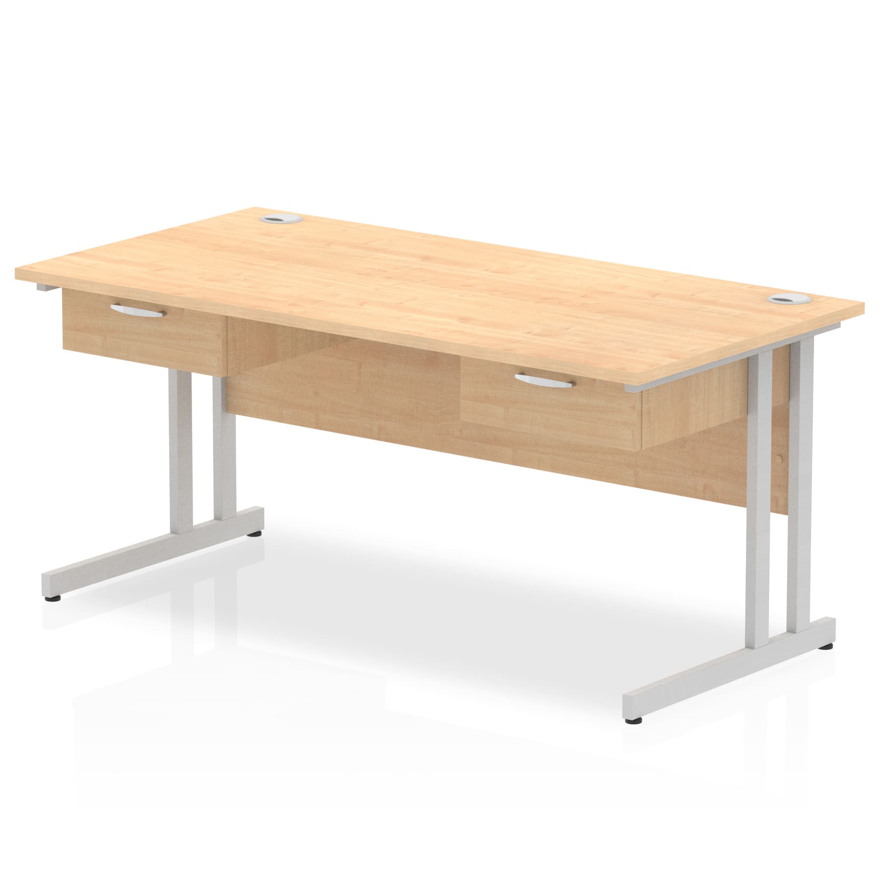 Impulse Cantilever Straight Desk Silver Frame With Two One Drawer Fixed Pedestals - Image 4