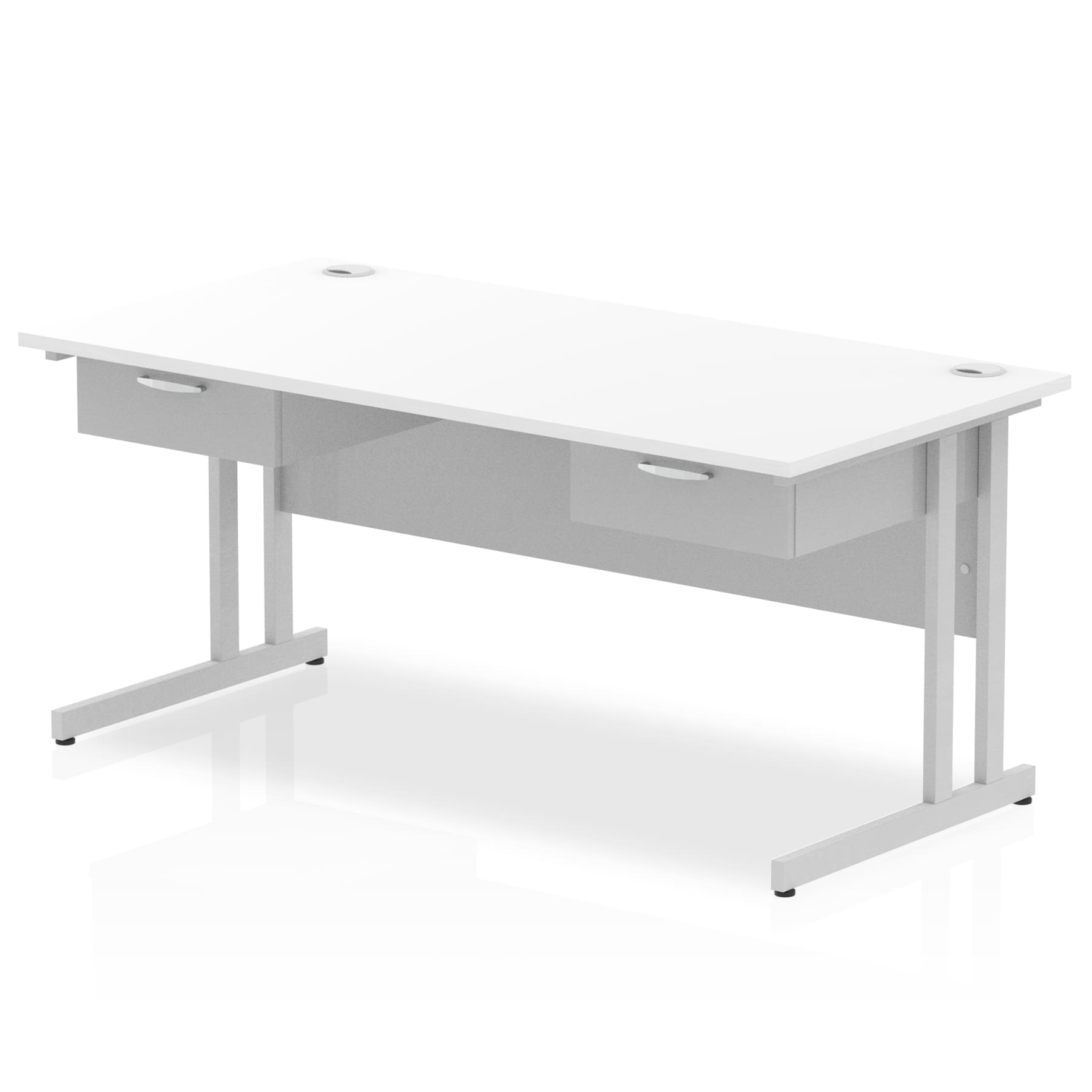 Impulse Cantilever Straight Desk Silver Frame With Two One Drawer Fixed Pedestals - Image 6