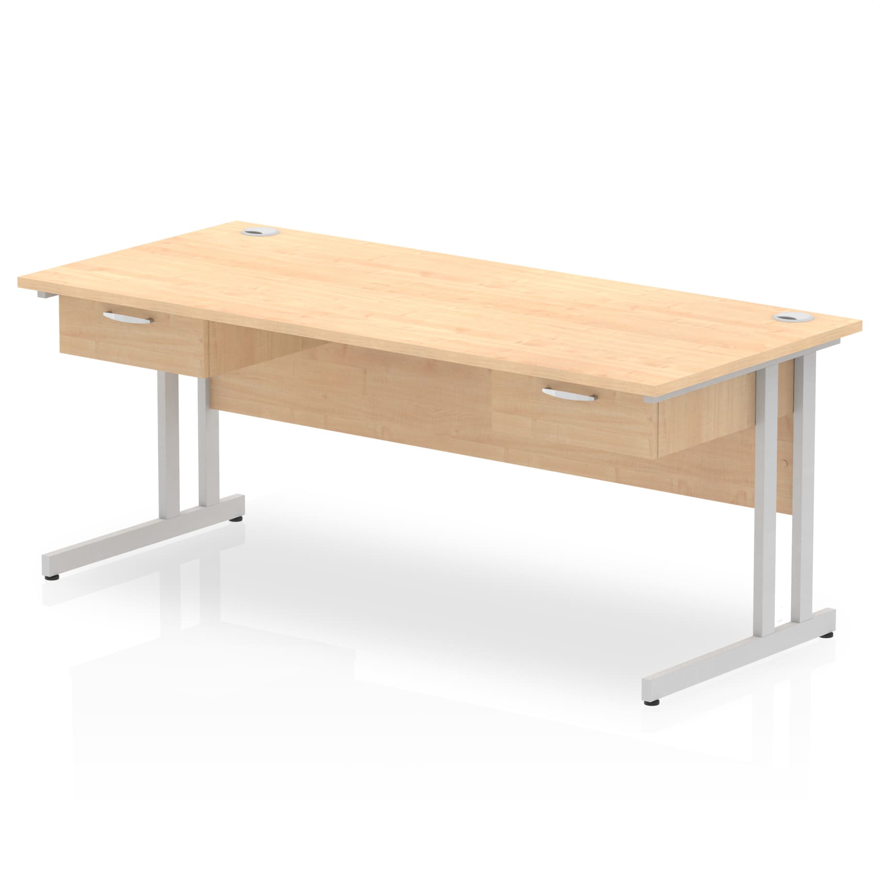 Impulse Cantilever Straight Desk Silver Frame With Two One Drawer Fixed Pedestals - Image 11