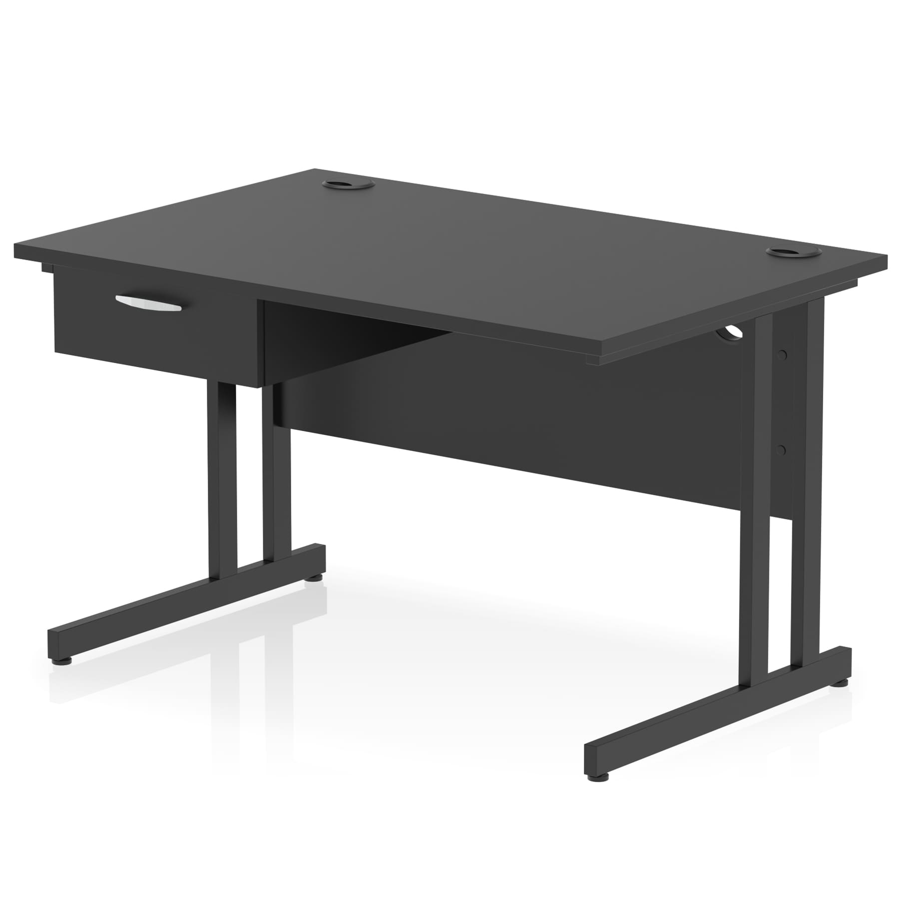 Impulse Cantilever Straight Desk Black Frame With Single One Drawer Fixed Pedestal - Image 2