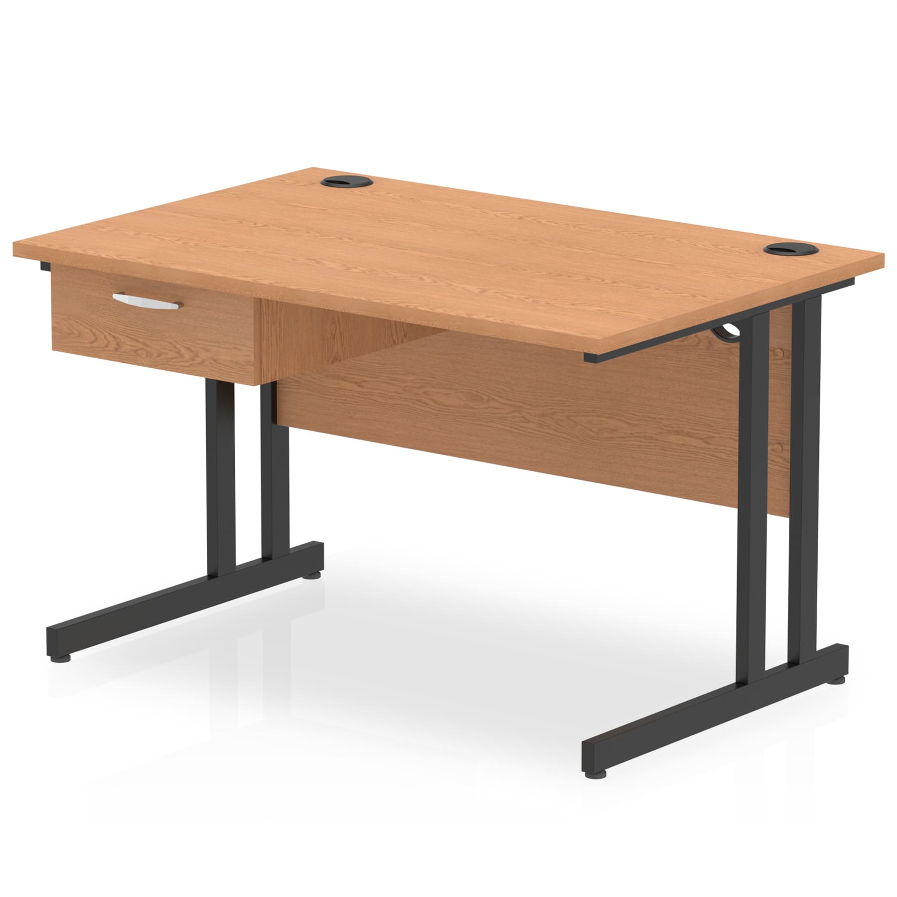 Impulse Cantilever Straight Desk Black Frame With Single One Drawer Fixed Pedestal - Image 5