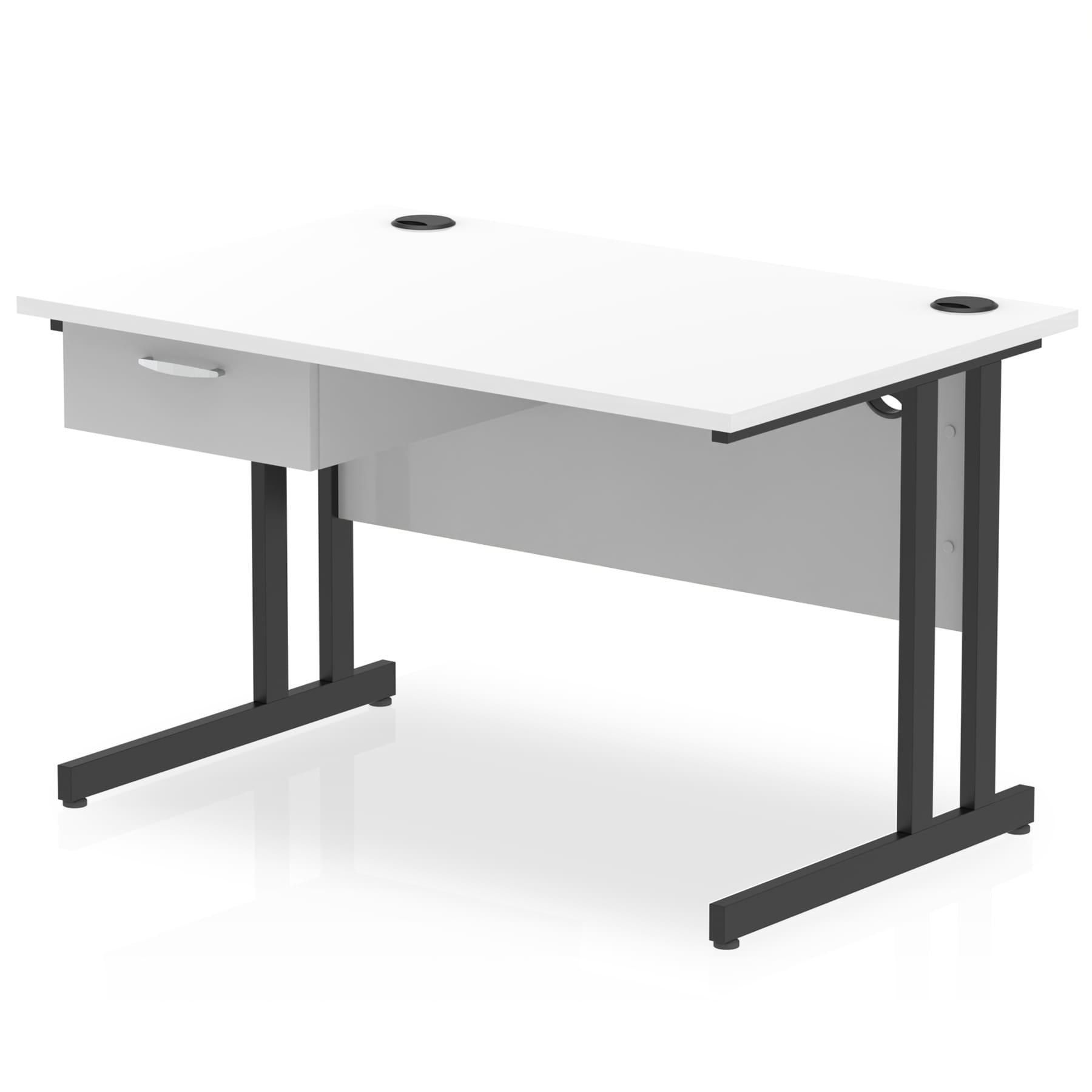 Impulse Cantilever Straight Desk Black Frame With Single One Drawer Fixed Pedestal - Image 6