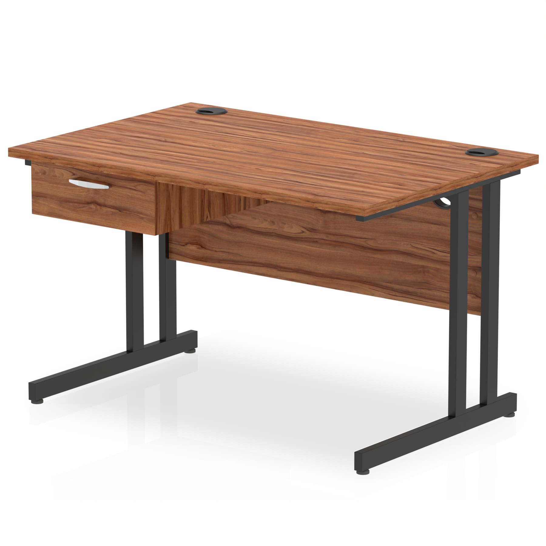 Impulse Cantilever Straight Desk Black Frame With Single One Drawer Fixed Pedestal - Image 7