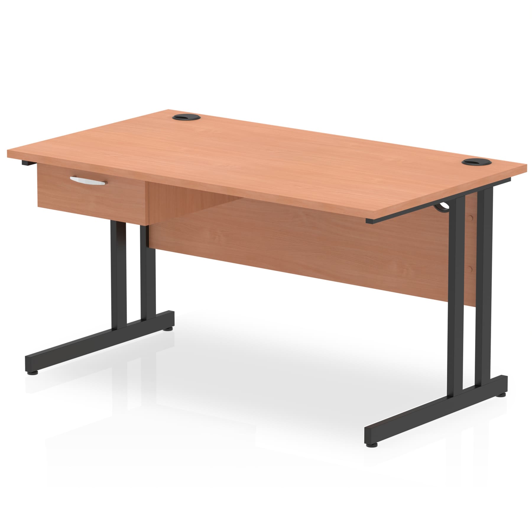 Impulse Cantilever Straight Desk Black Frame With Single One Drawer Fixed Pedestal - Image 8