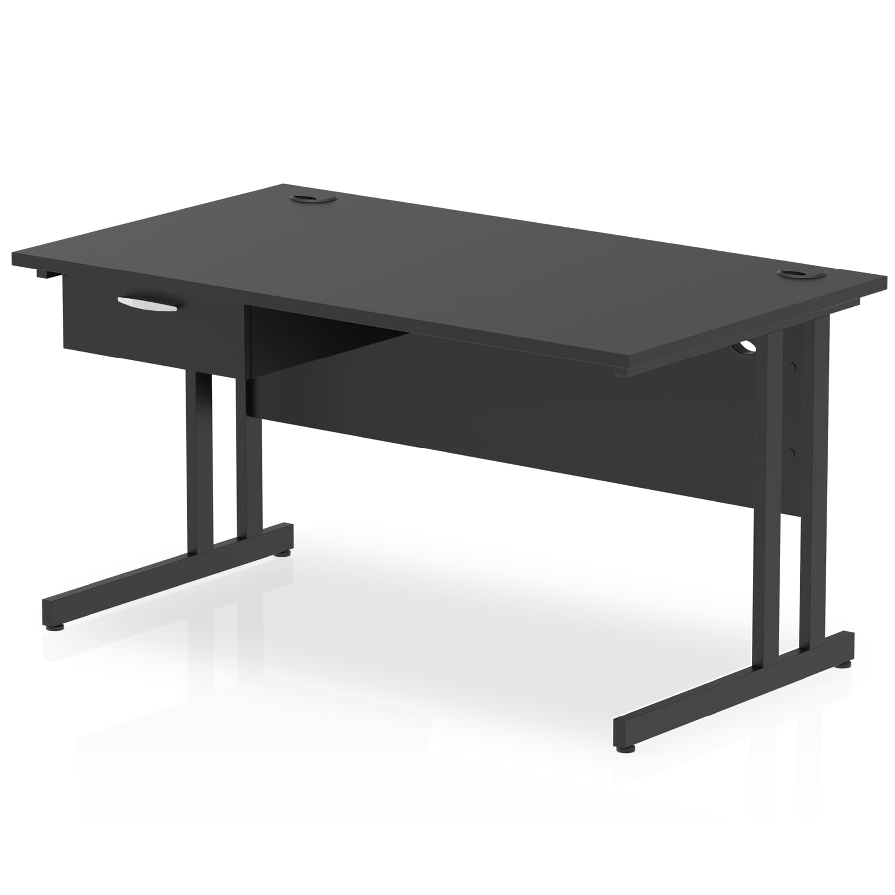 Impulse Cantilever Straight Desk Black Frame With Single One Drawer Fixed Pedestal - Image 9