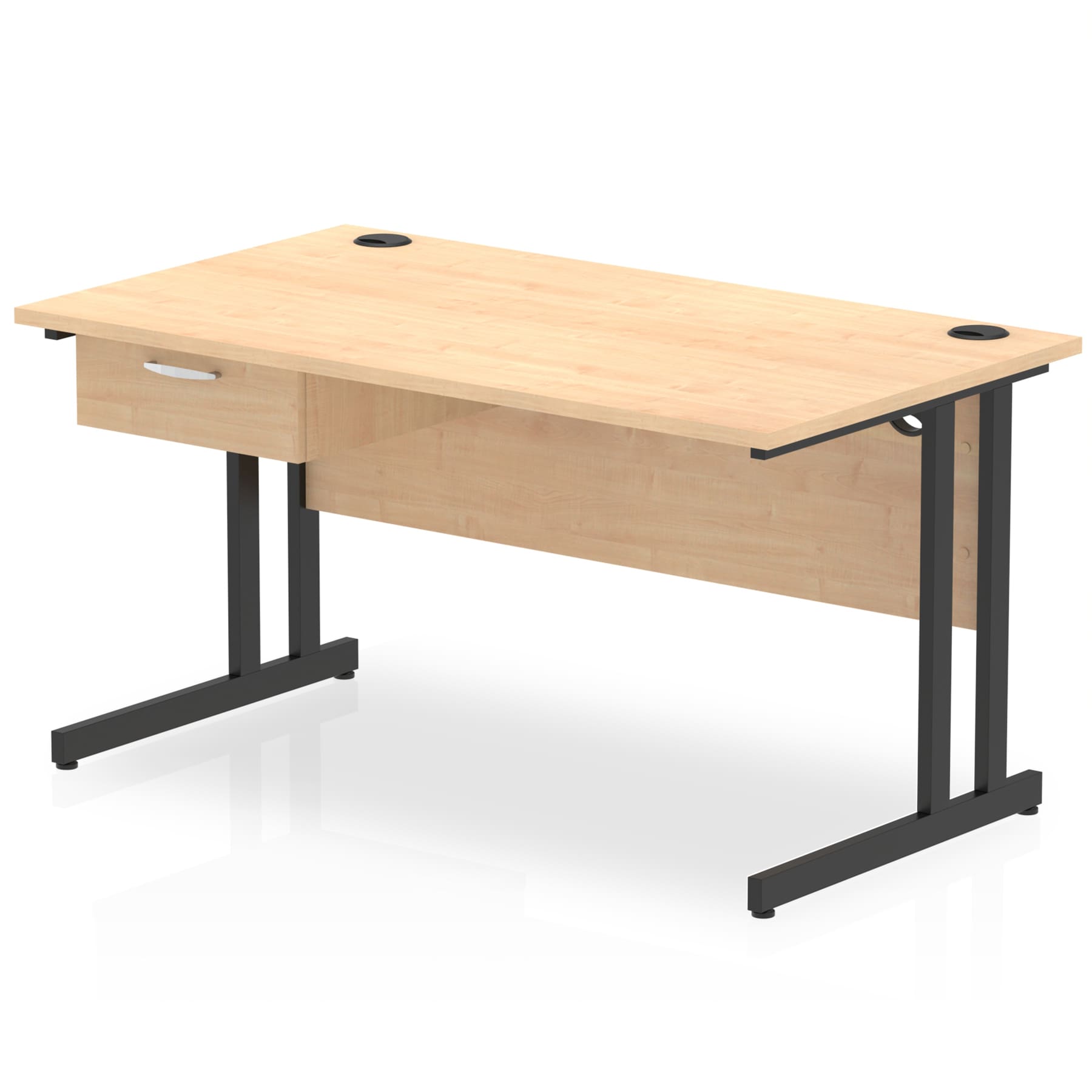 Impulse Cantilever Straight Desk Black Frame With Single One Drawer Fixed Pedestal - Image 11