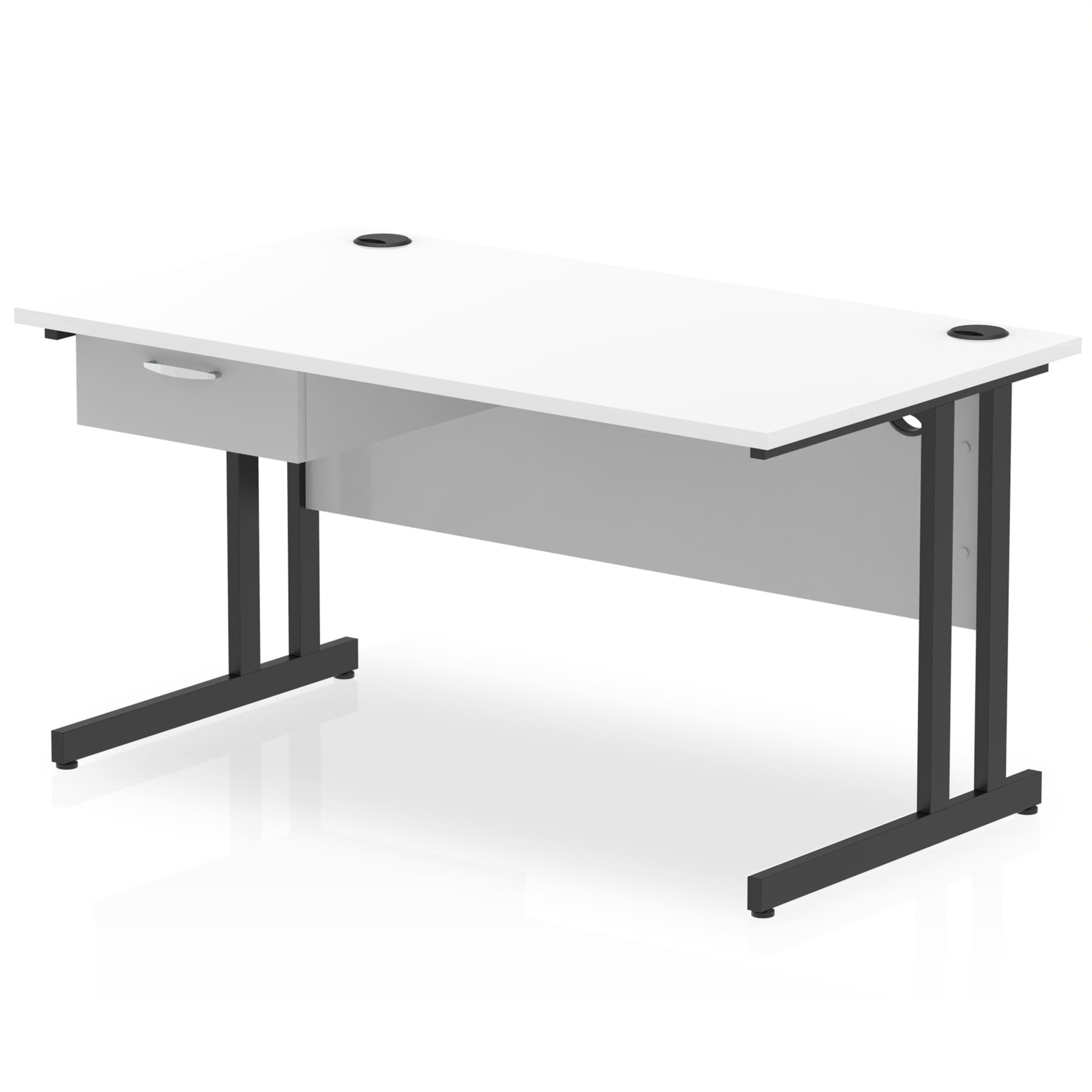 Impulse Cantilever Straight Desk Black Frame With Single One Drawer Fixed Pedestal - Image 13