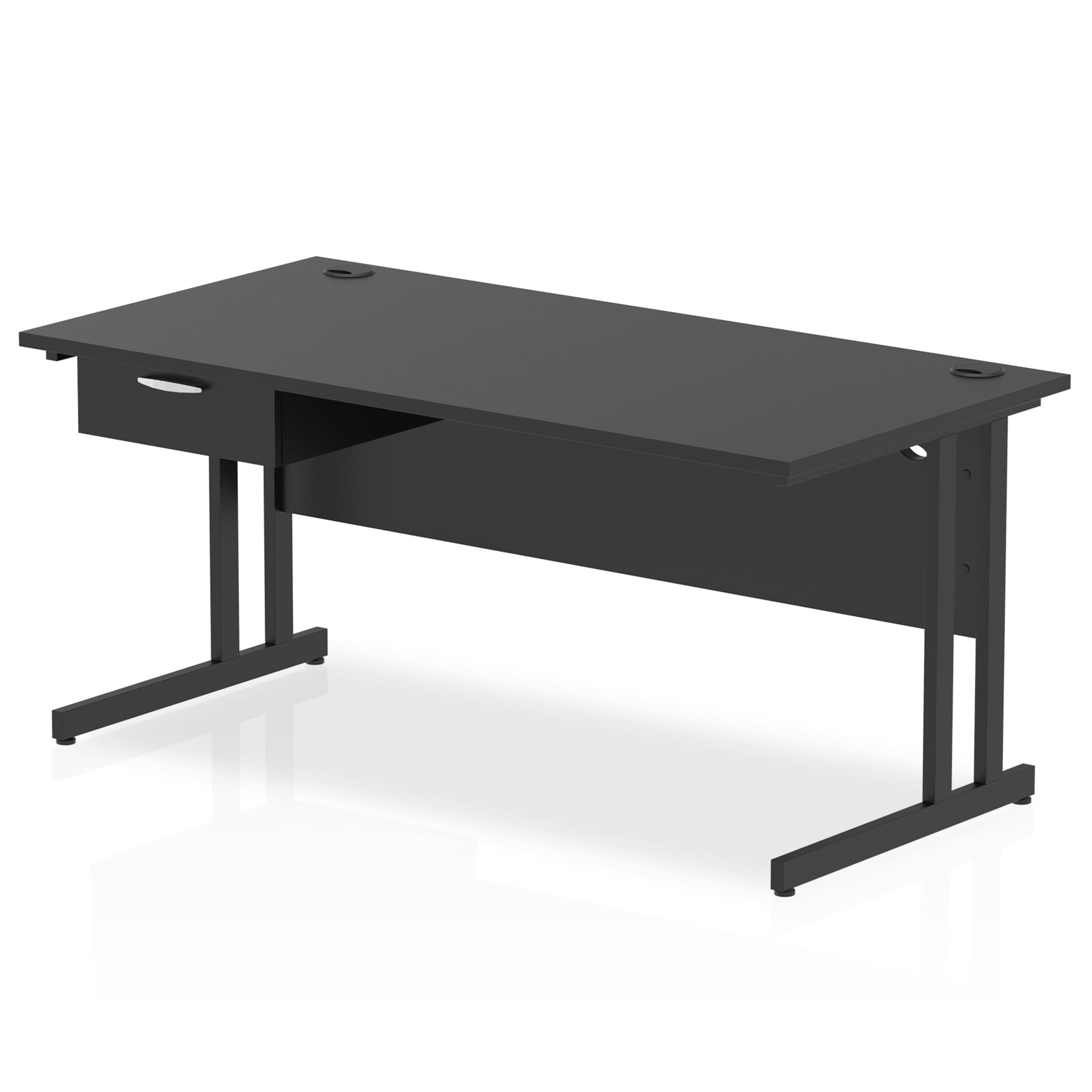 Impulse Cantilever Straight Desk Black Frame With Single One Drawer Fixed Pedestal - Image 16