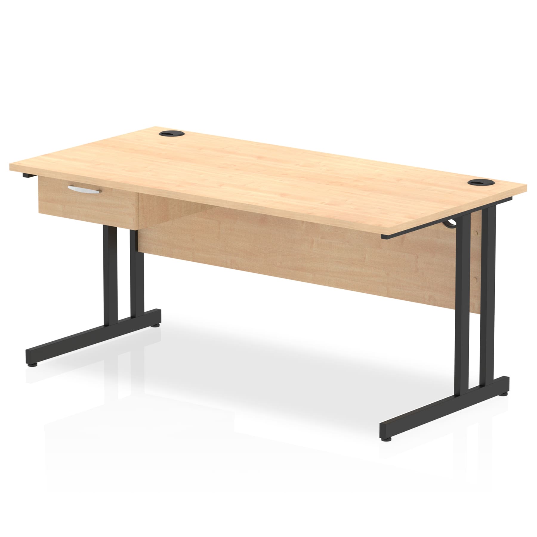 Impulse Cantilever Straight Desk Black Frame With Single One Drawer Fixed Pedestal - Image 18