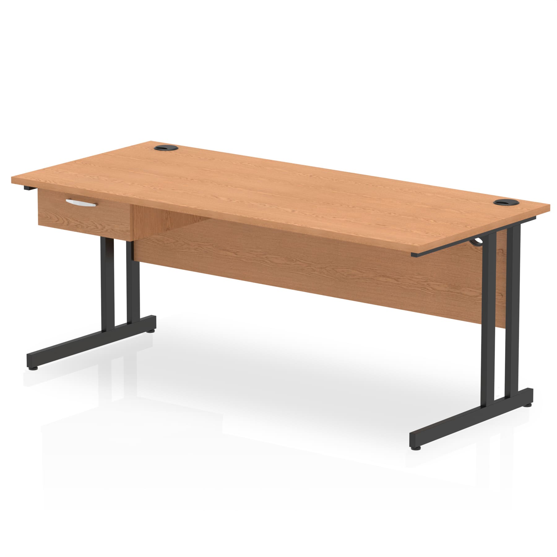Impulse Cantilever Straight Desk Black Frame With Single One Drawer Fixed Pedestal - Image 26
