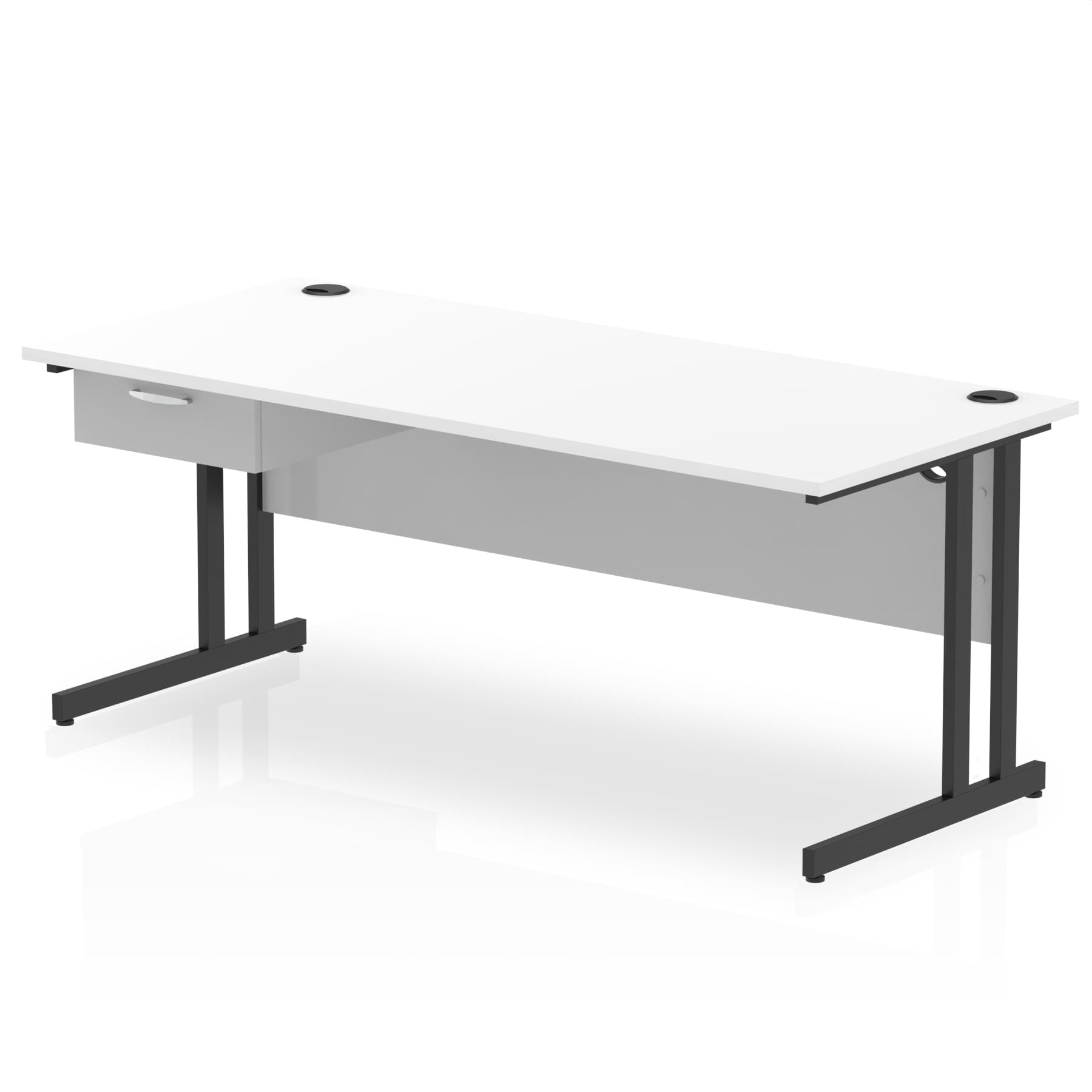 Impulse Cantilever Straight Desk Black Frame With Single One Drawer Fixed Pedestal - Image 27