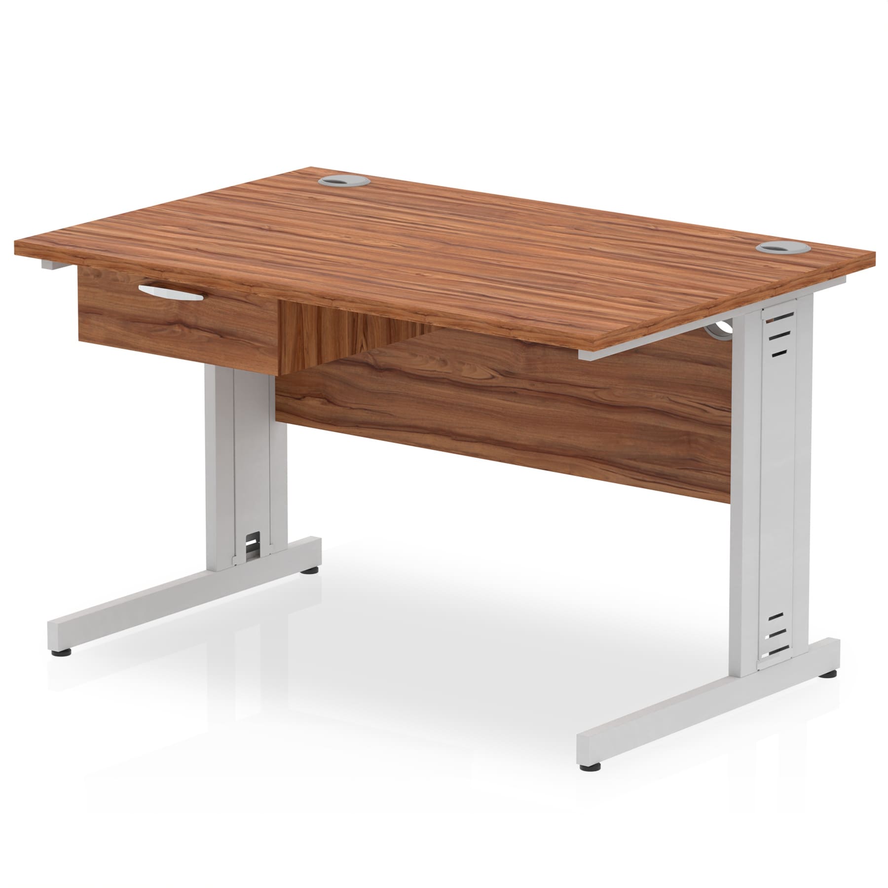 Impulse Cable Managed Straight Desk Silver Frame With Single One Drawer Fixed Pedestal - Image 7