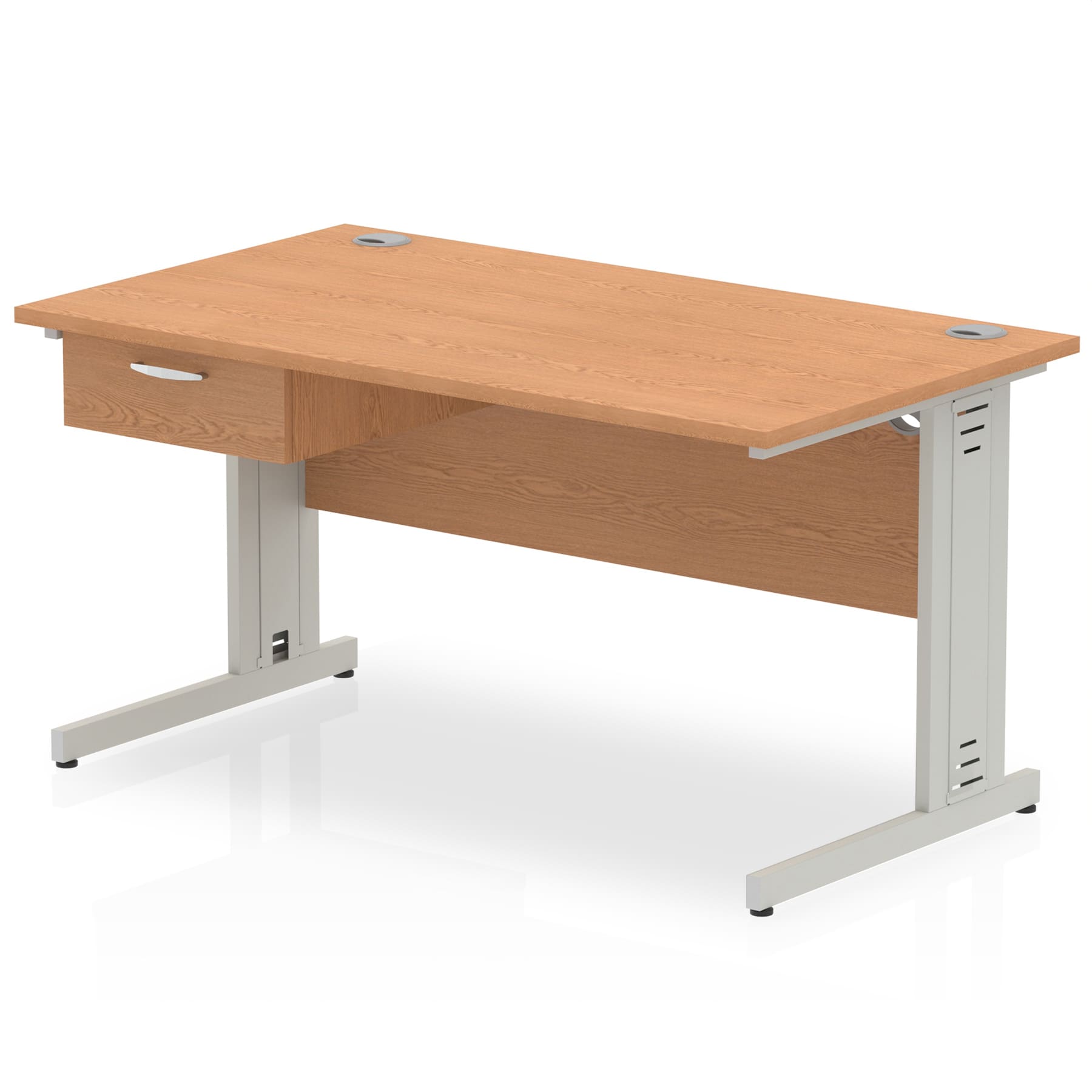 Impulse Cable Managed Straight Desk Silver Frame With Single One Drawer Fixed Pedestal - Image 12