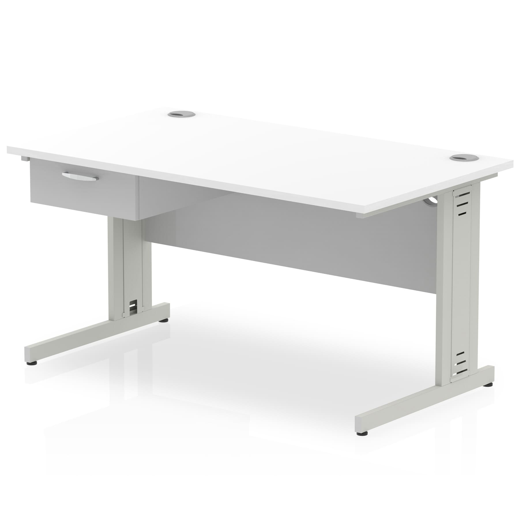 Impulse Cable Managed Straight Desk Silver Frame With Single One Drawer Fixed Pedestal - Image 13