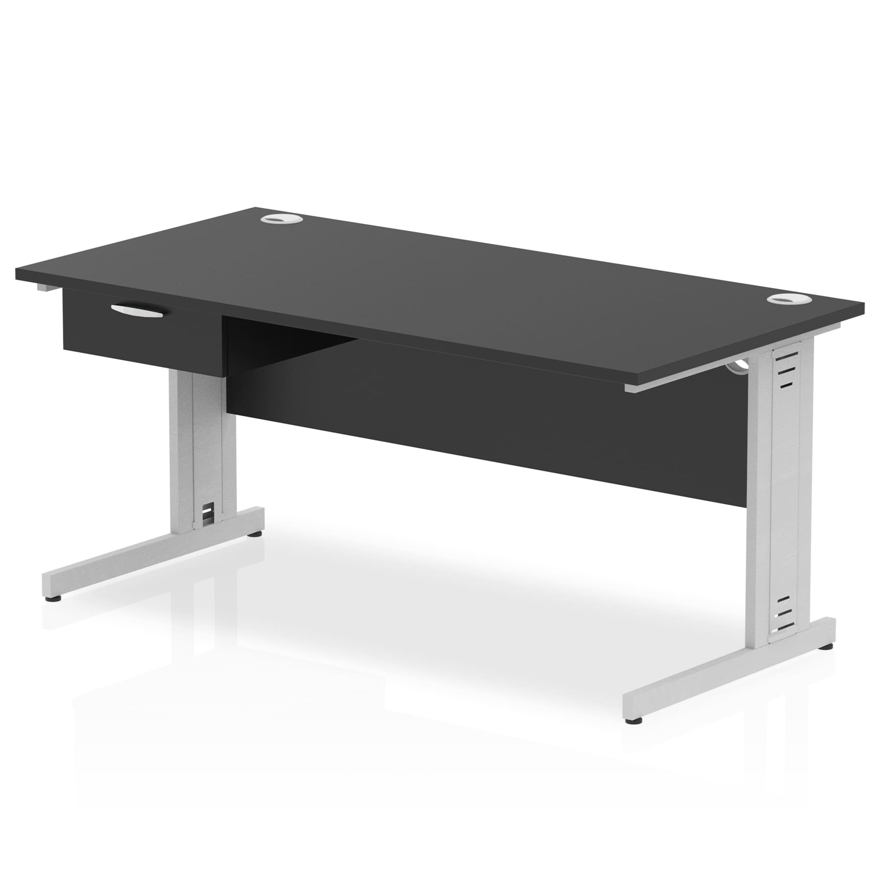 Impulse Cable Managed Straight Desk Silver Frame With Single One Drawer Fixed Pedestal - Image 16