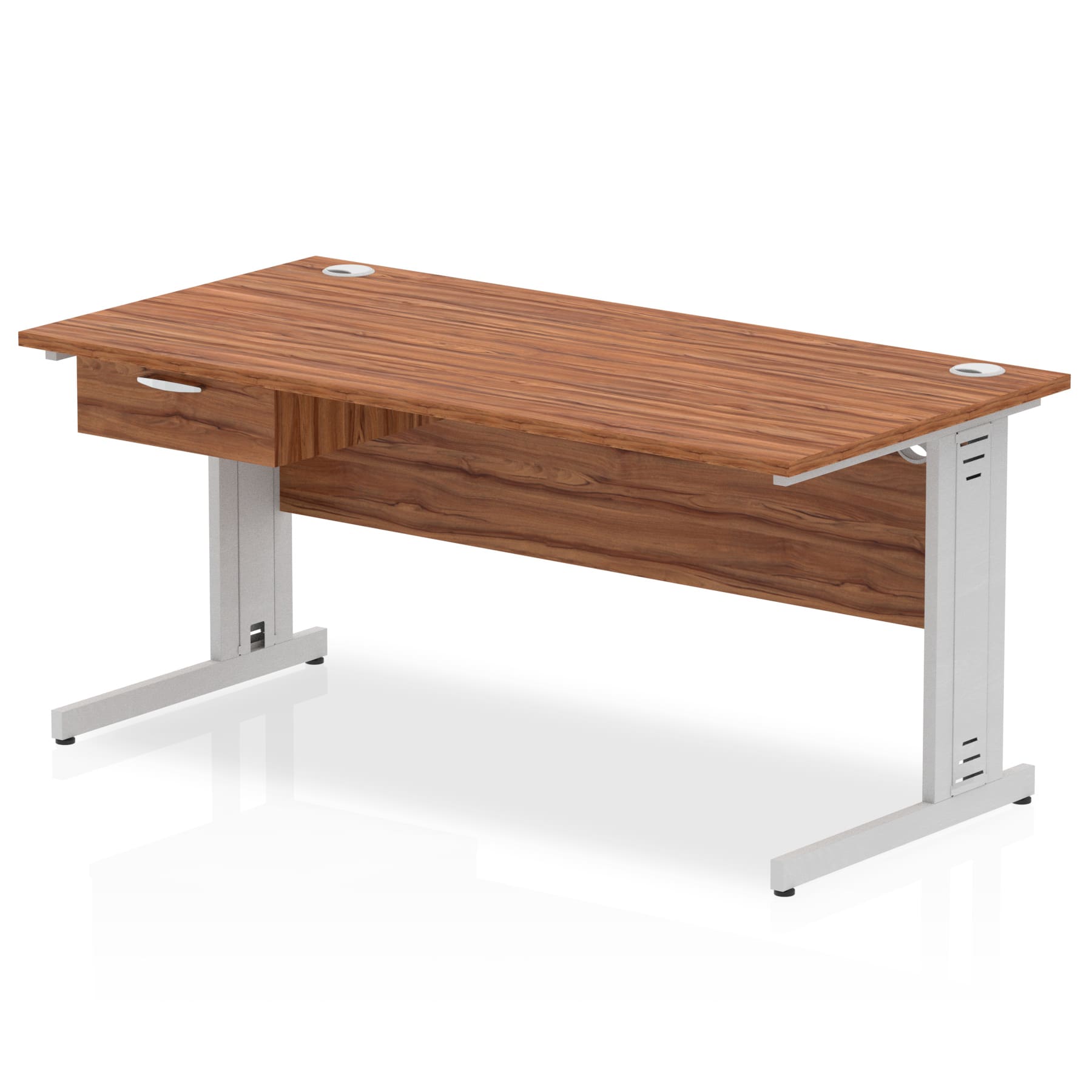 Impulse Cable Managed Straight Desk Silver Frame With Single One Drawer Fixed Pedestal - Image 21