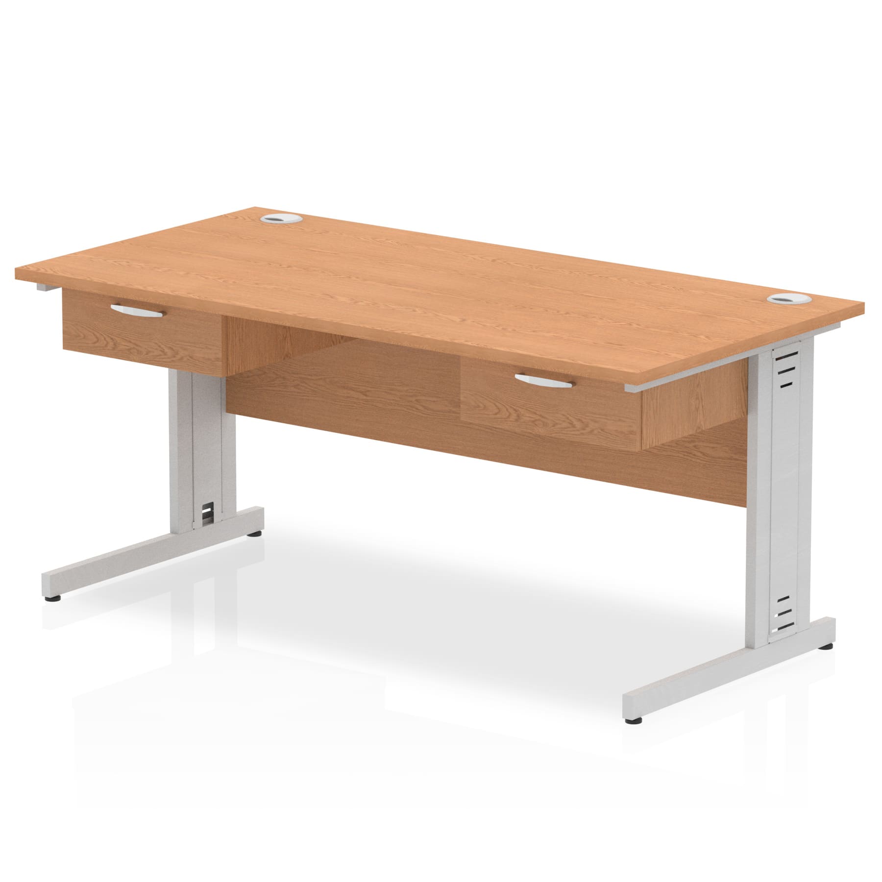 Impulse Cable Managed Straight Desk Silver Frame With Two One Drawer Fixed Pedestals - Image 5