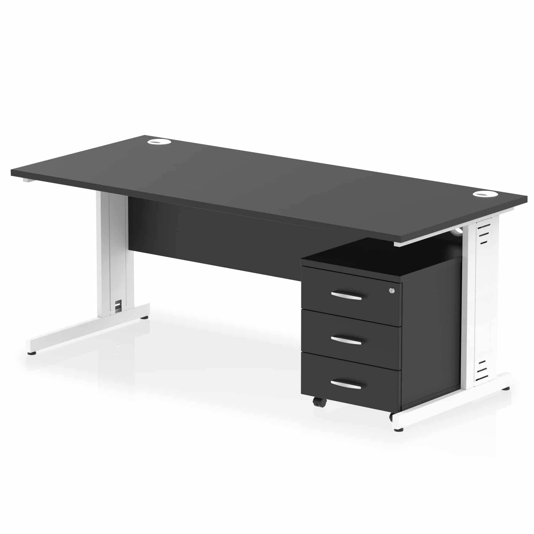 Impulse 1800mm Cable Managed Straight Desk With Mobile Pedestal - Image 42