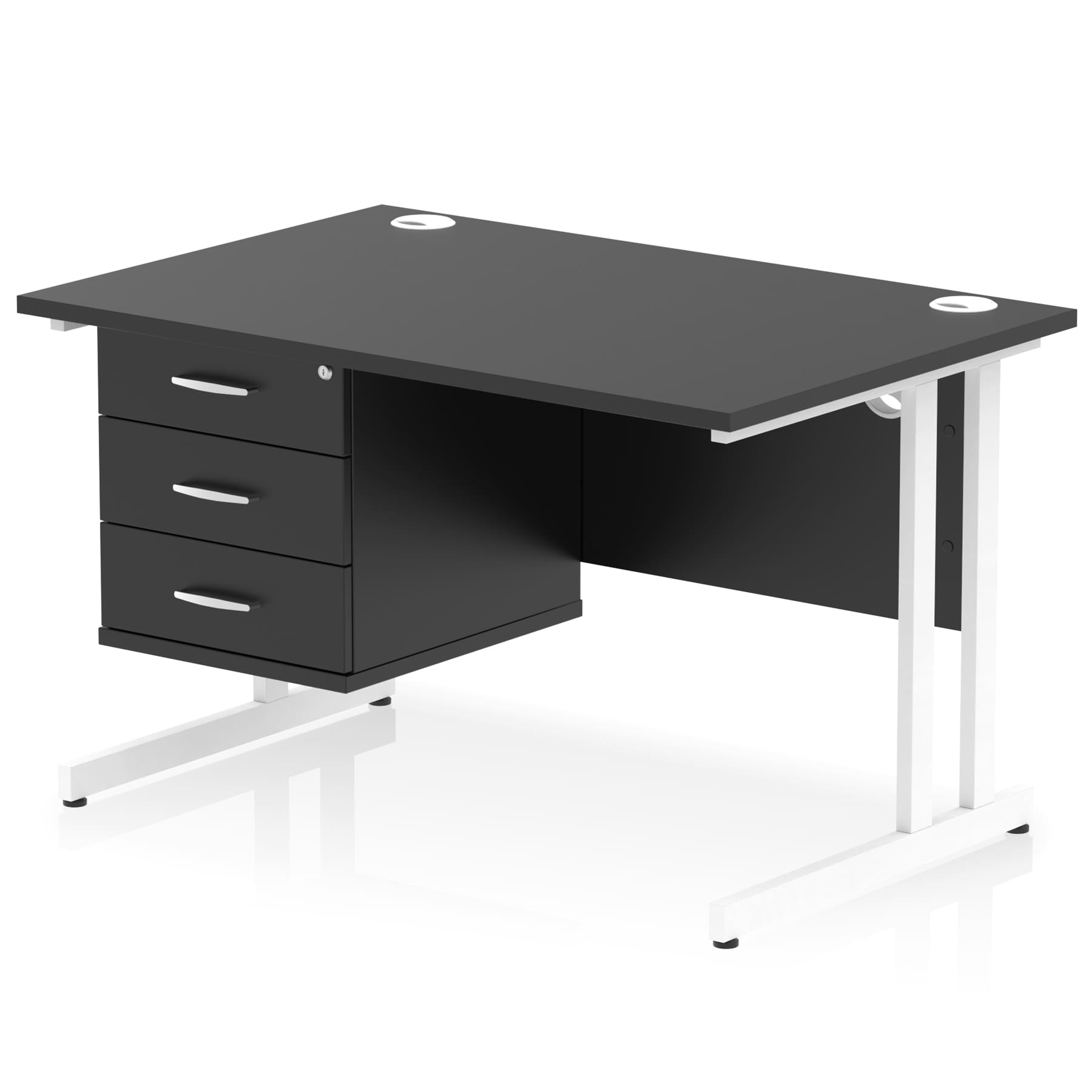 Impulse 1200mm Cantilever Straight Desk With Single Fixed Pedestal - Image 136