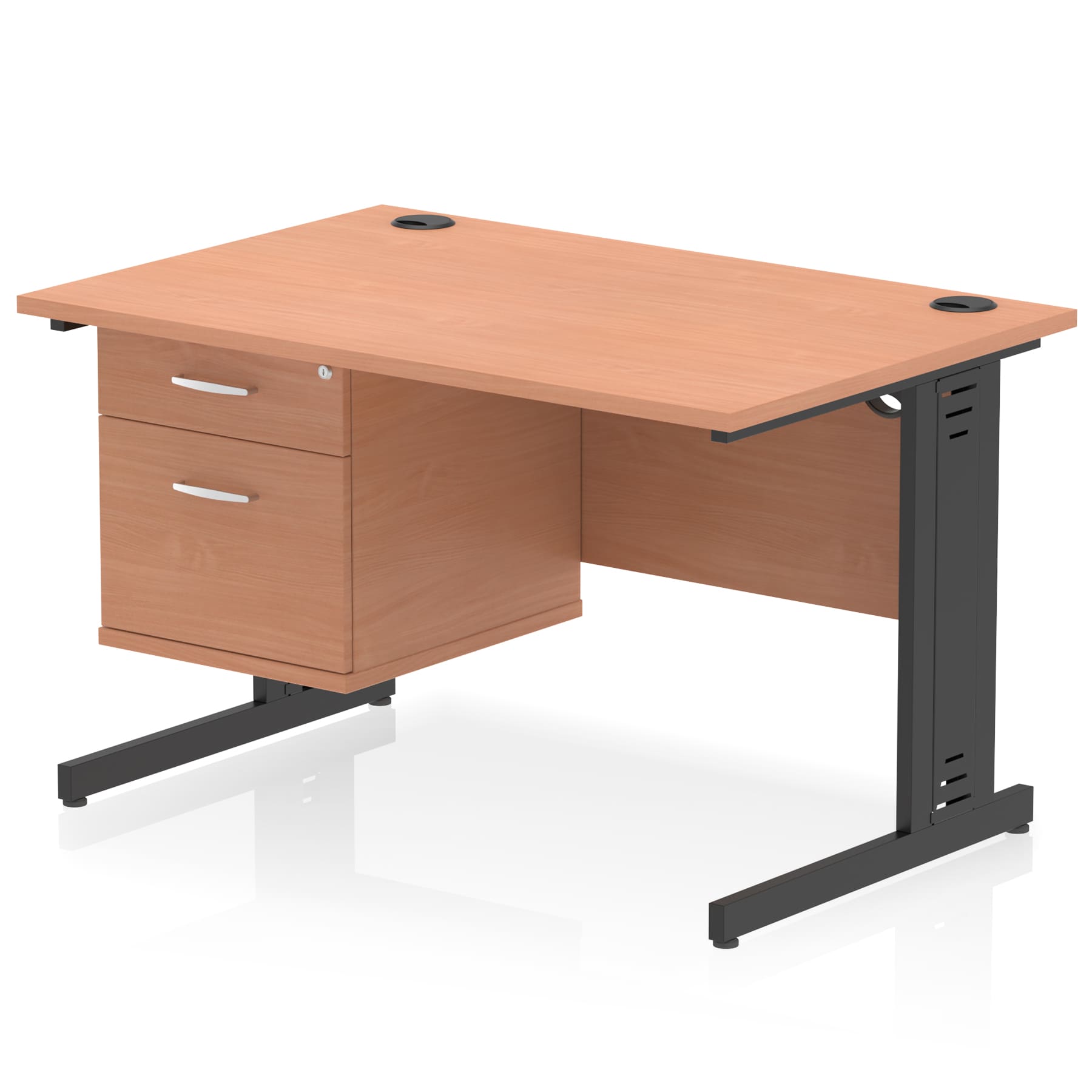 Impulse 1200mm Cable Managed Straight Desk With Single Fixed Pedestal - Image 45