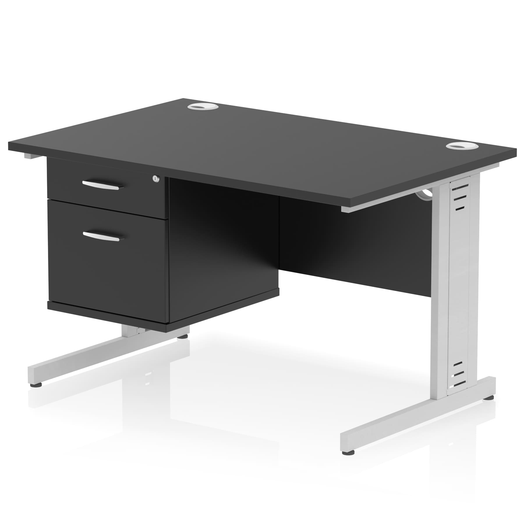 Impulse 1200mm Cable Managed Straight Desk With Single Fixed Pedestal - Image 48