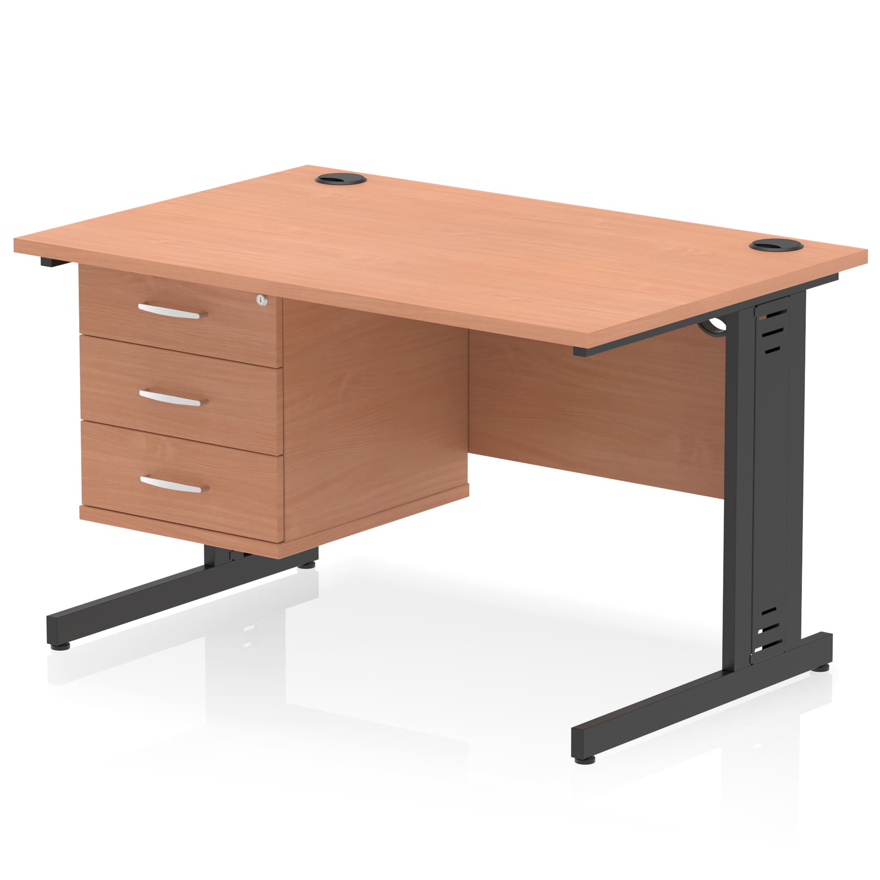 Impulse 1200mm Cable Managed Straight Desk With Single Fixed Pedestal - Image 54