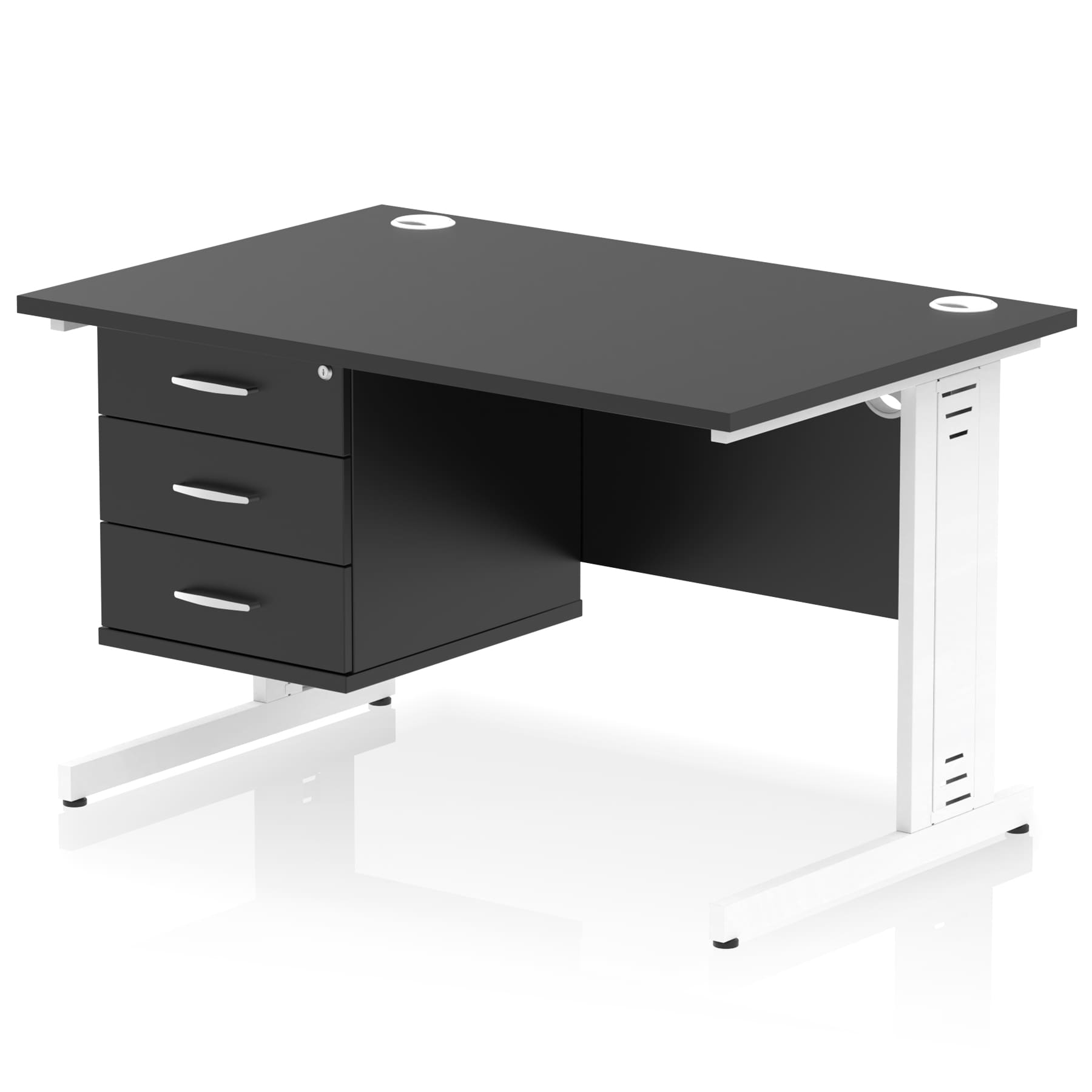 Impulse 1200mm Cable Managed Straight Desk With Single Fixed Pedestal - Image 62