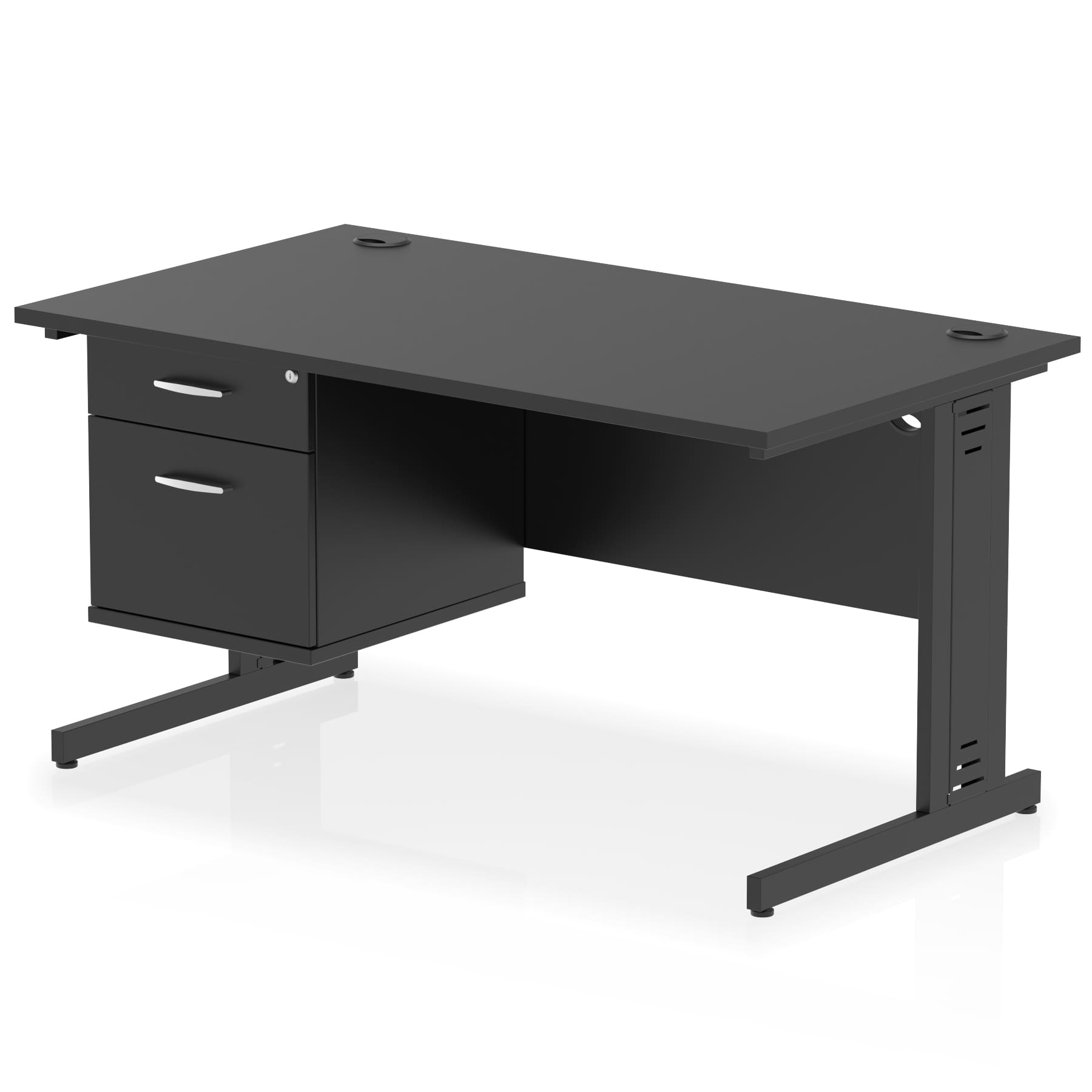 Impulse 1400mm Cable Managed Straight Desk With Single Fixed Pedestal - Image 46
