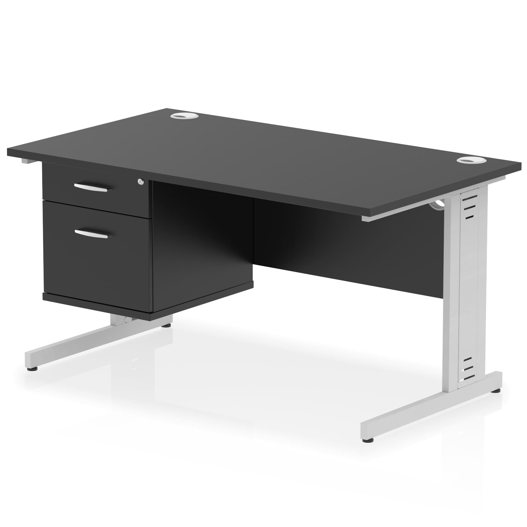 Impulse 1400mm Cable Managed Straight Desk With Single Fixed Pedestal - Image 48
