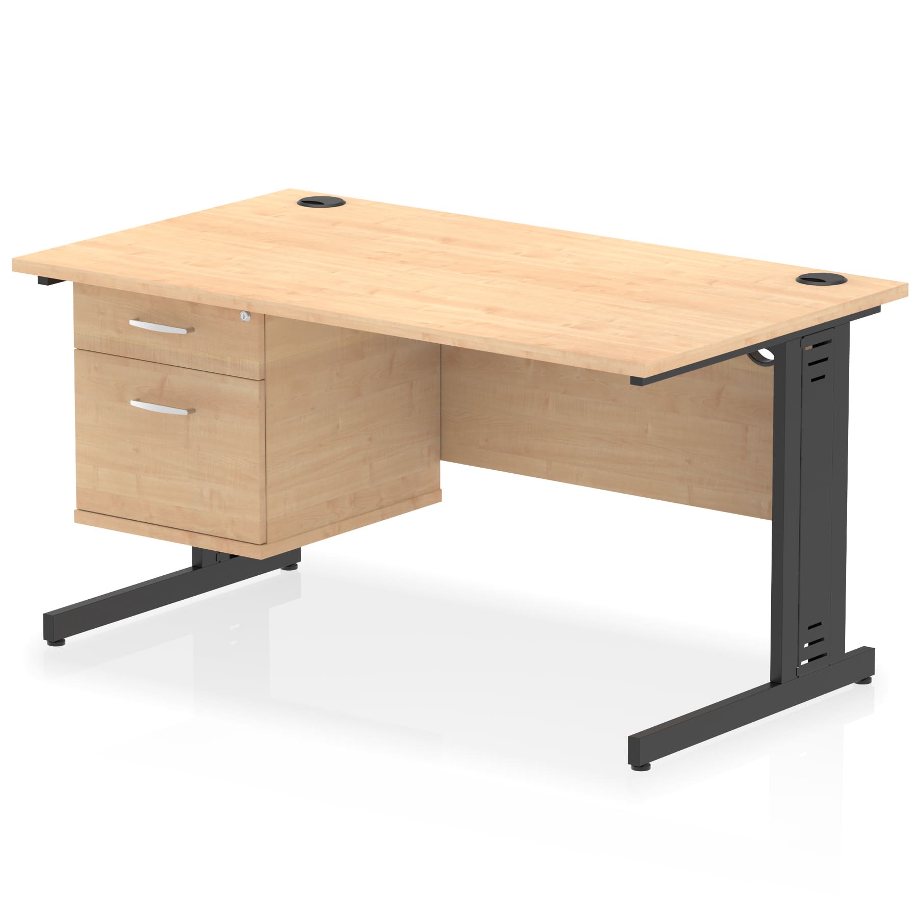 Impulse 1400mm Cable Managed Straight Desk With Single Fixed Pedestal - Image 49