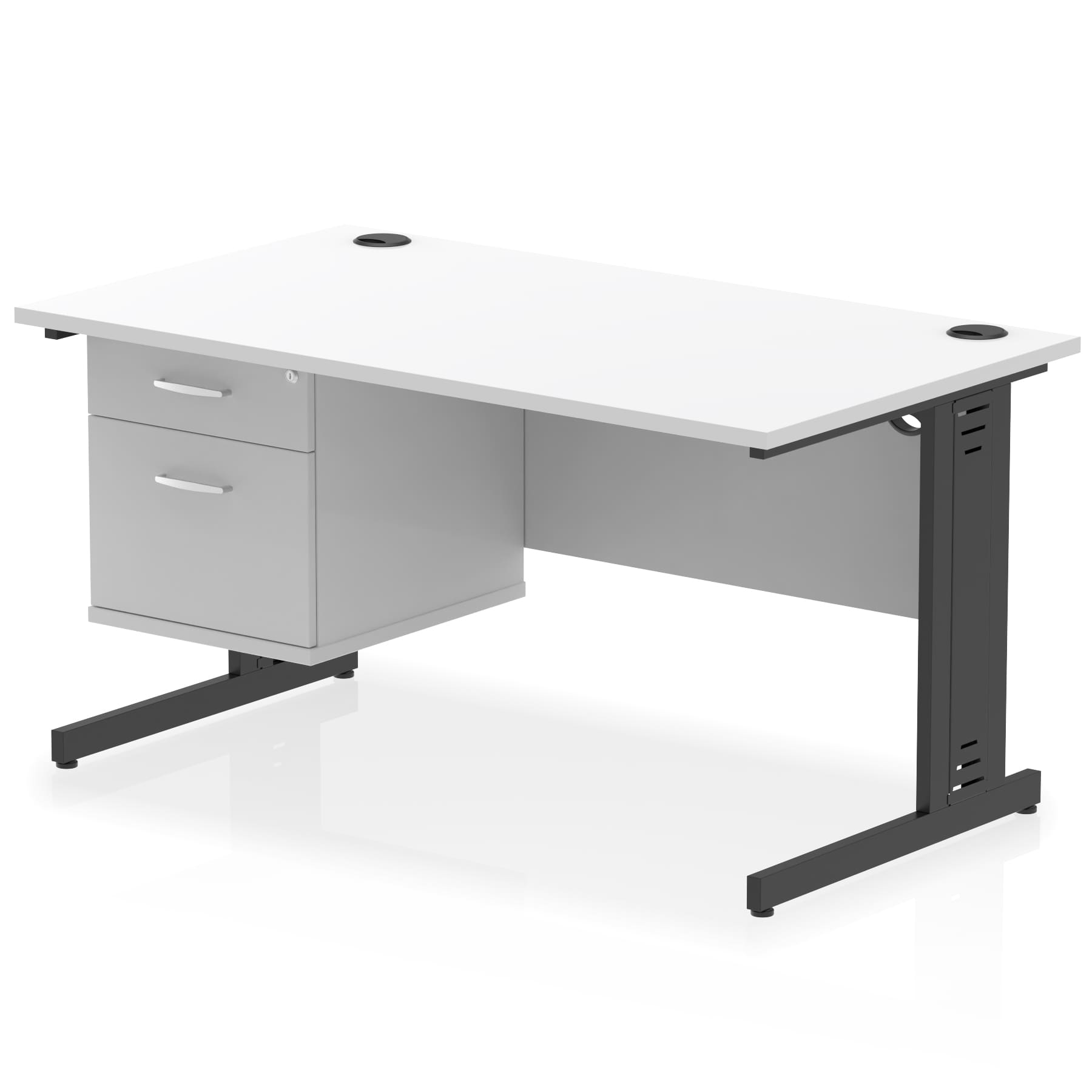 Impulse 1400mm Cable Managed Straight Desk With Single Fixed Pedestal - Image 51