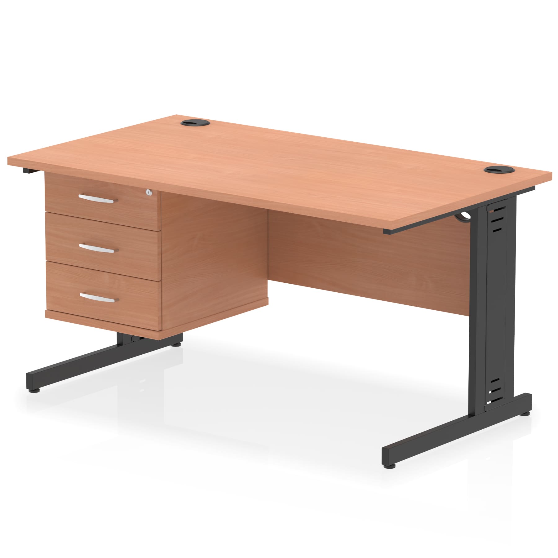 Impulse 1400mm Cable Managed Straight Desk With Single Fixed Pedestal - Image 54