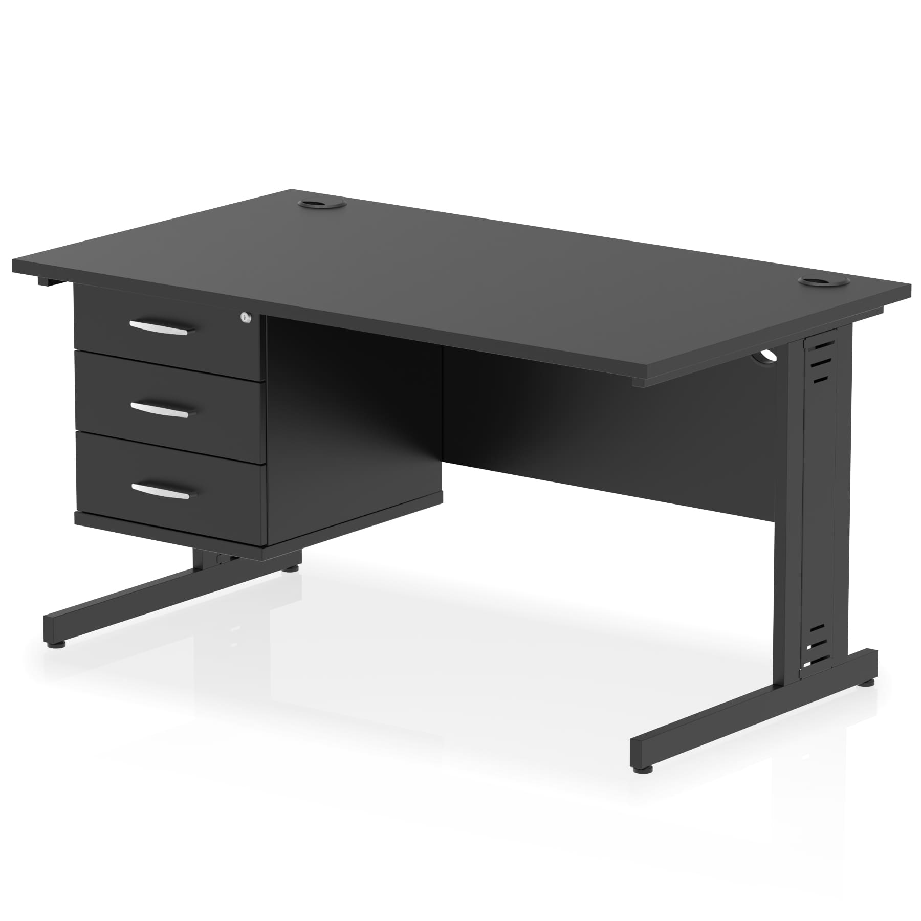 Impulse 1400mm Cable Managed Straight Desk With Single Fixed Pedestal - Image 55