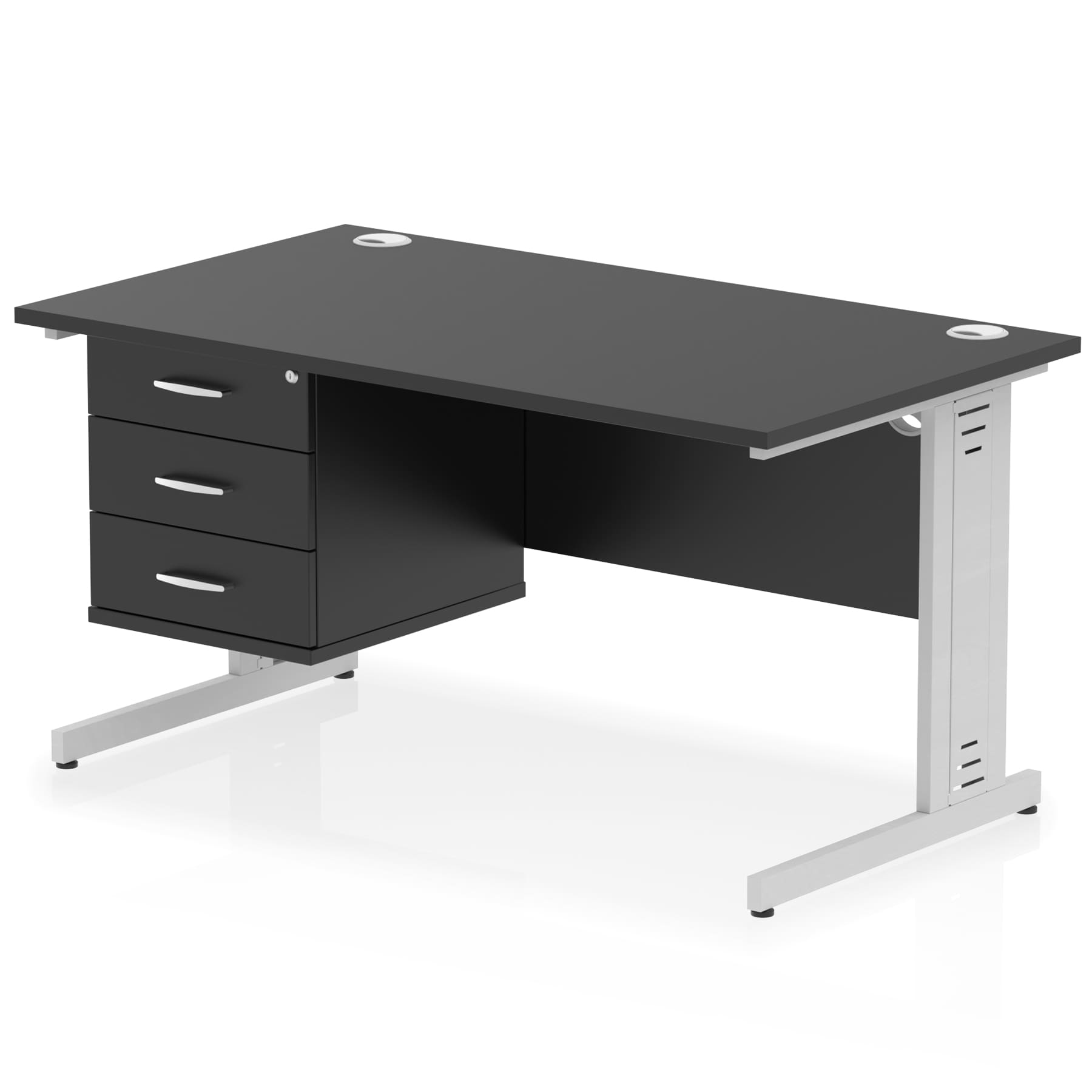 Impulse 1400mm Cable Managed Straight Desk With Single Fixed Pedestal - Image 57