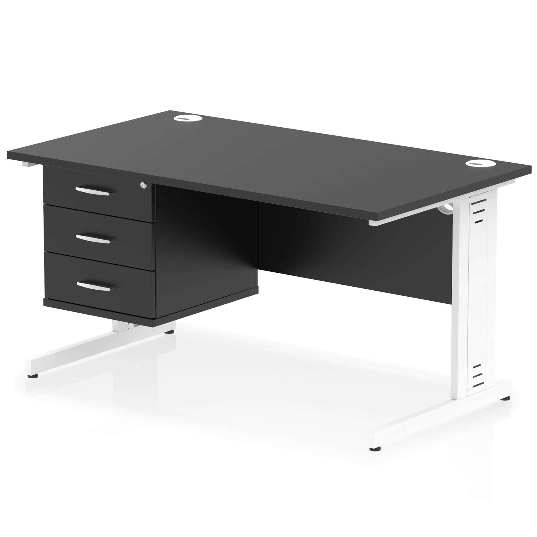 Impulse 1400mm Cable Managed Straight Desk With Single Fixed Pedestal - Image 62