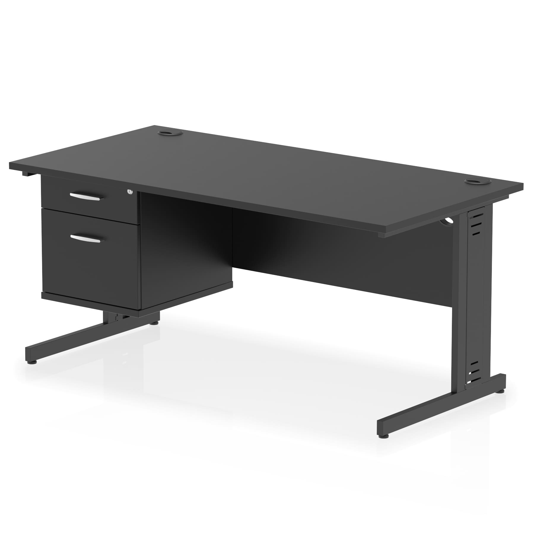 Impulse 1600mm Cable Managed Straight Desk With Single Fixed Pedestal - Image 46