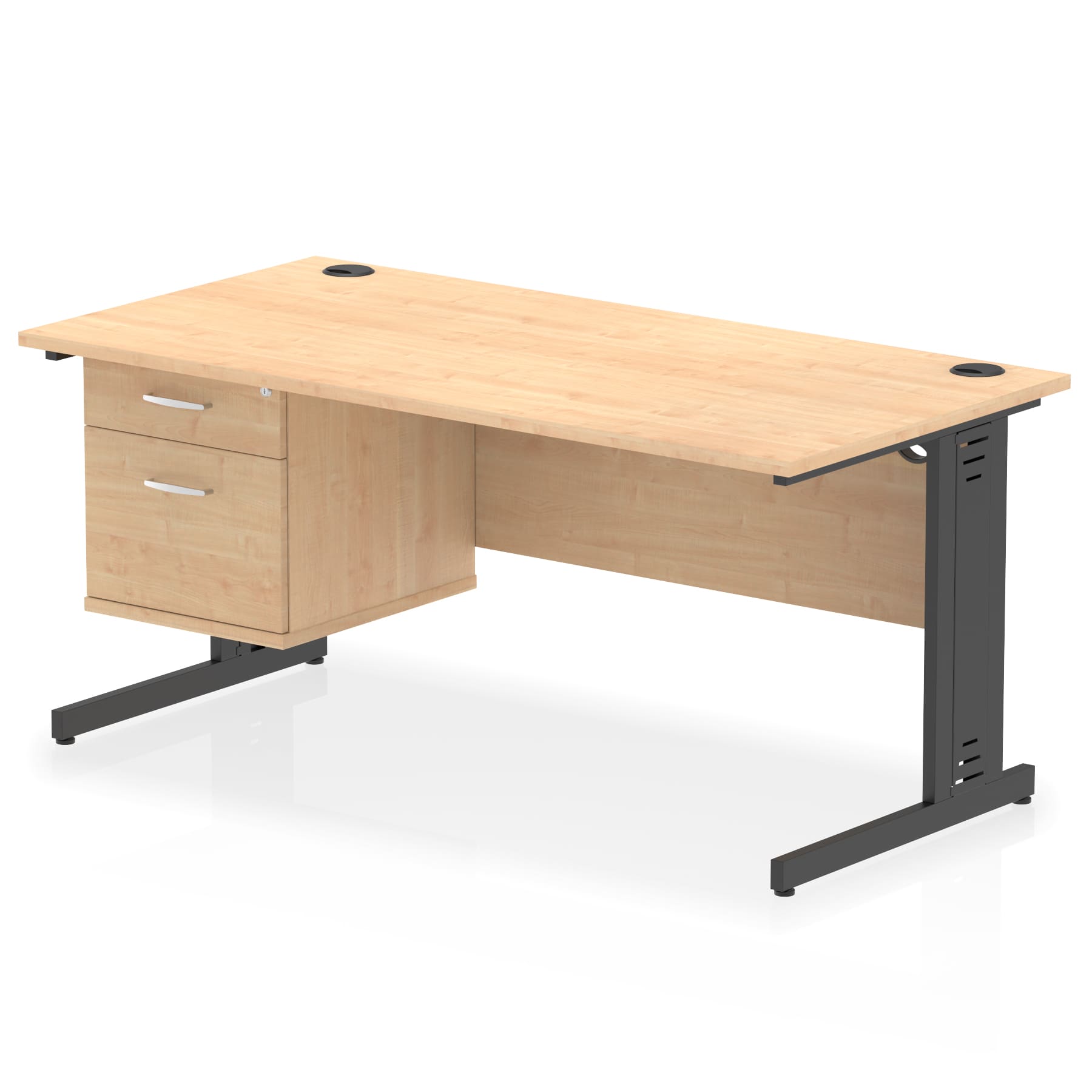 Impulse 1600mm Cable Managed Straight Desk With Single Fixed Pedestal - Image 49
