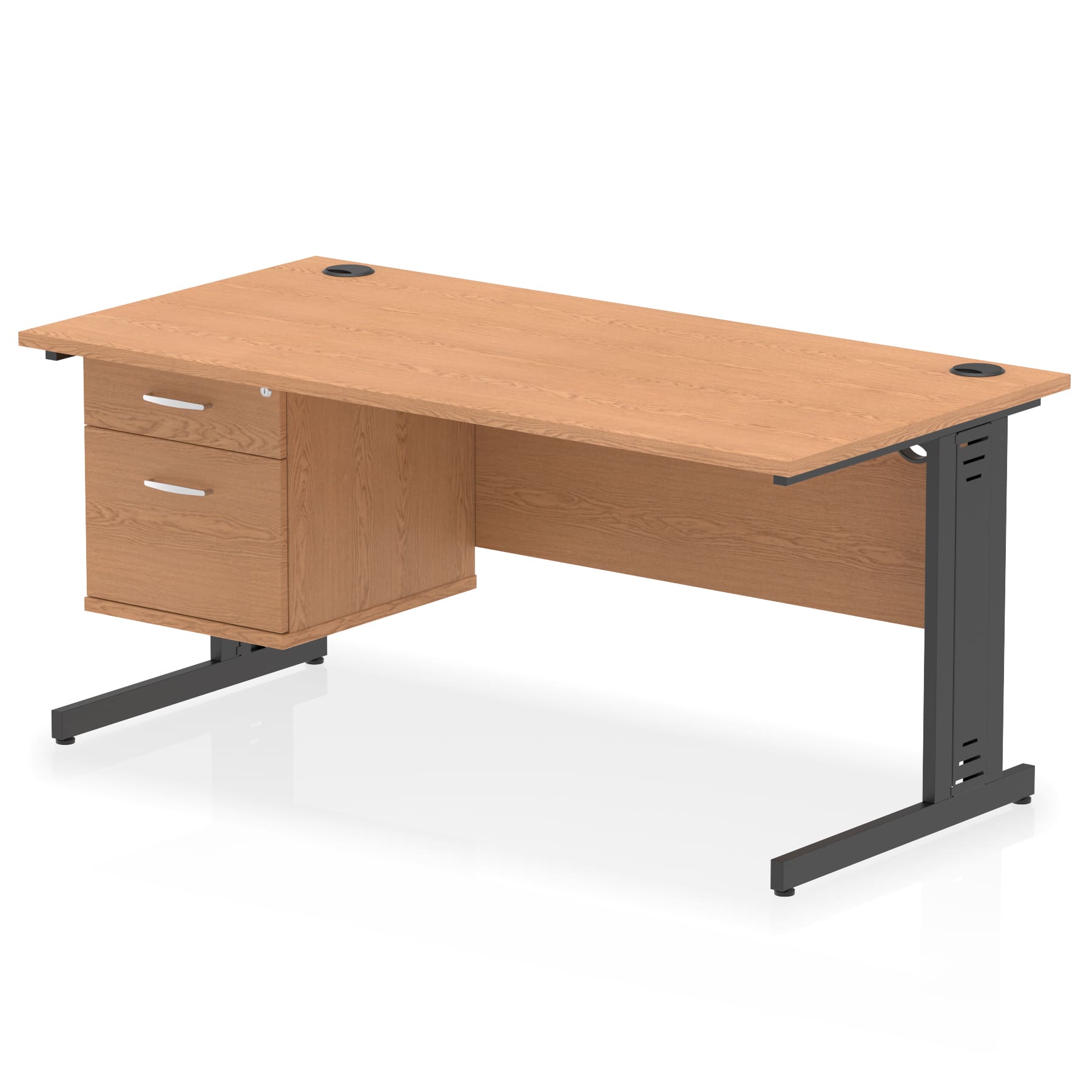Impulse 1600mm Cable Managed Straight Desk With Single Fixed Pedestal - Image 50