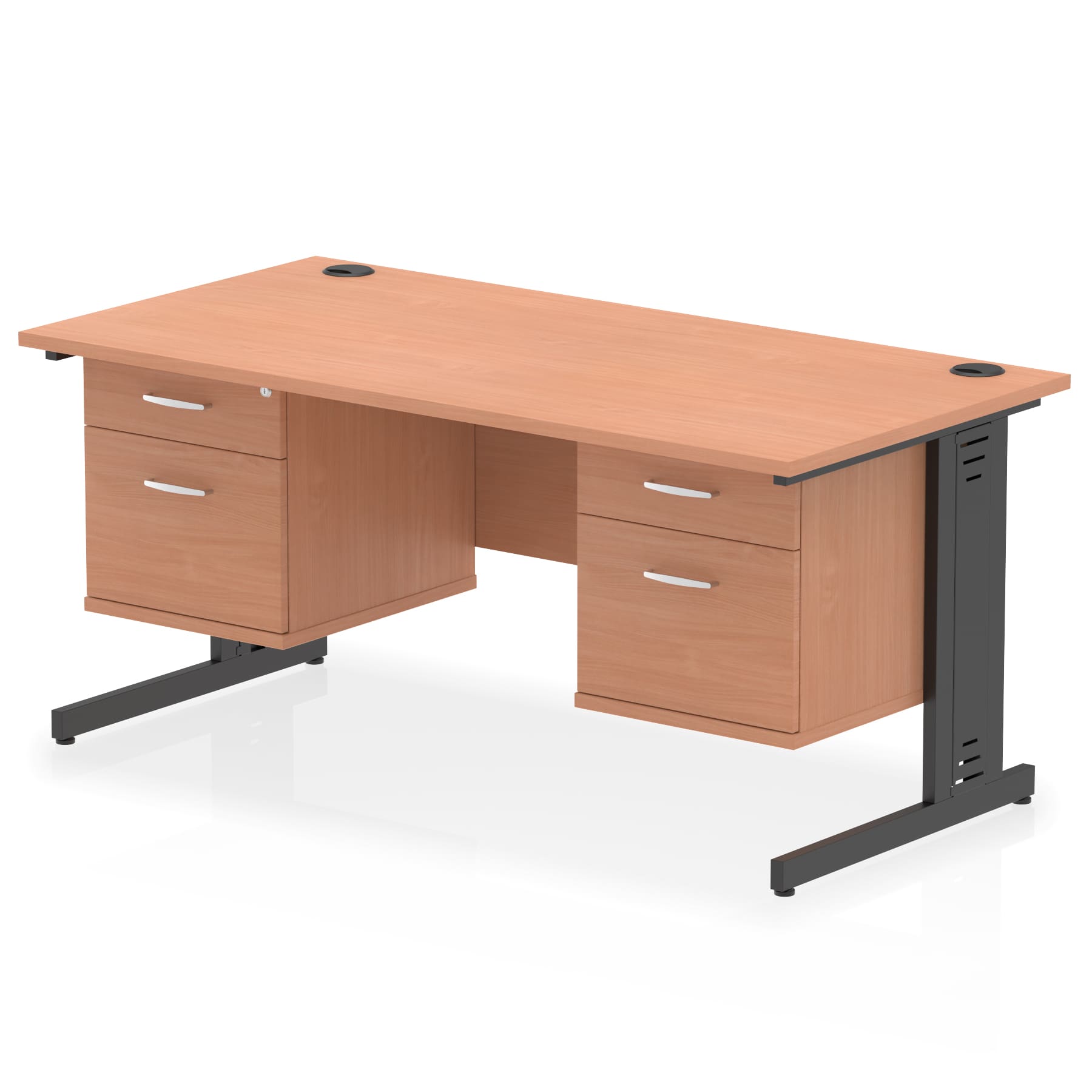 Impulse 1600mm Cable Managed Straight Desk With Two Fixed Pedestal - Image 47