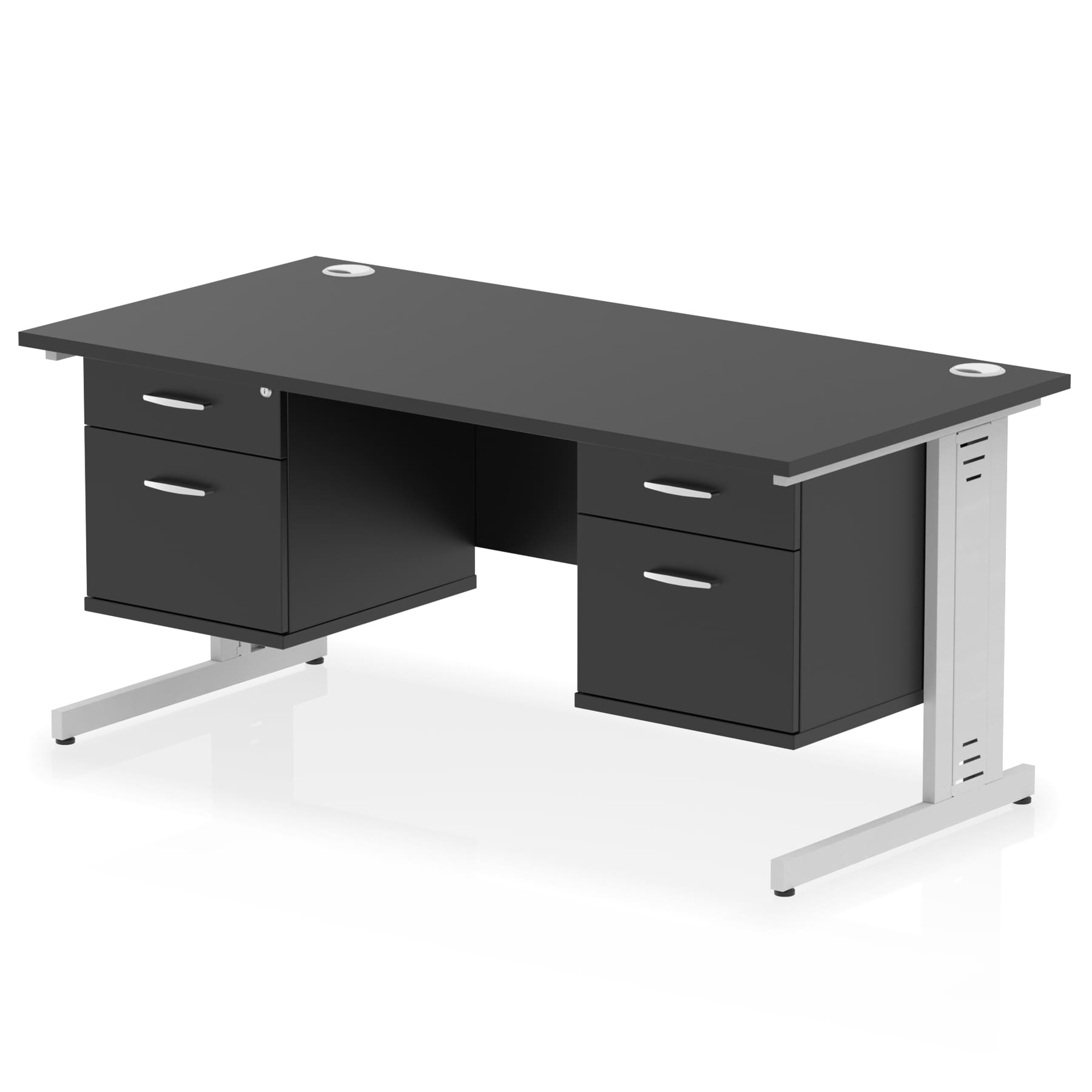 Impulse 1600mm Cable Managed Straight Desk With Two Fixed Pedestal - Image 50