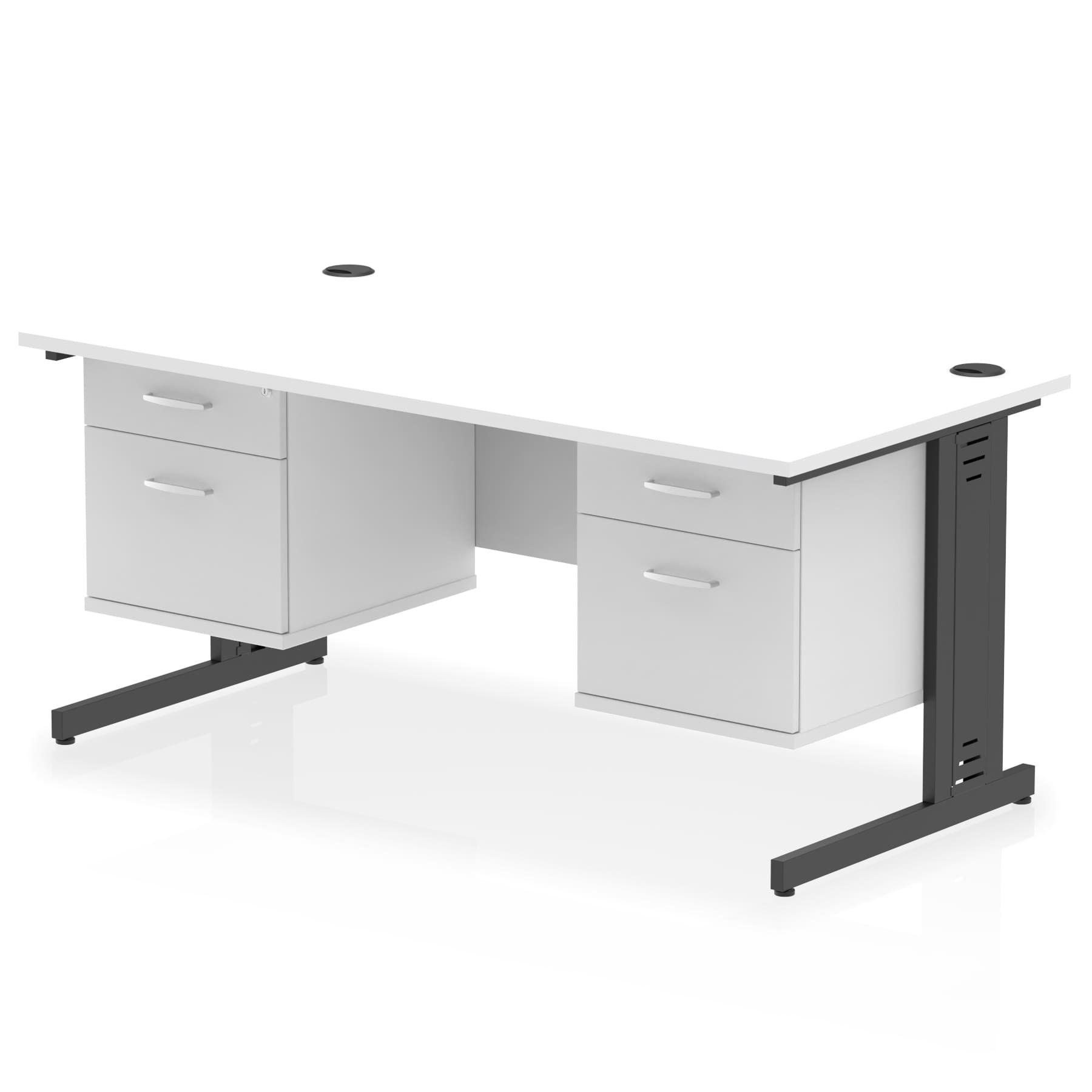 Impulse 1600mm Cable Managed Straight Desk With Two Fixed Pedestal - Image 53