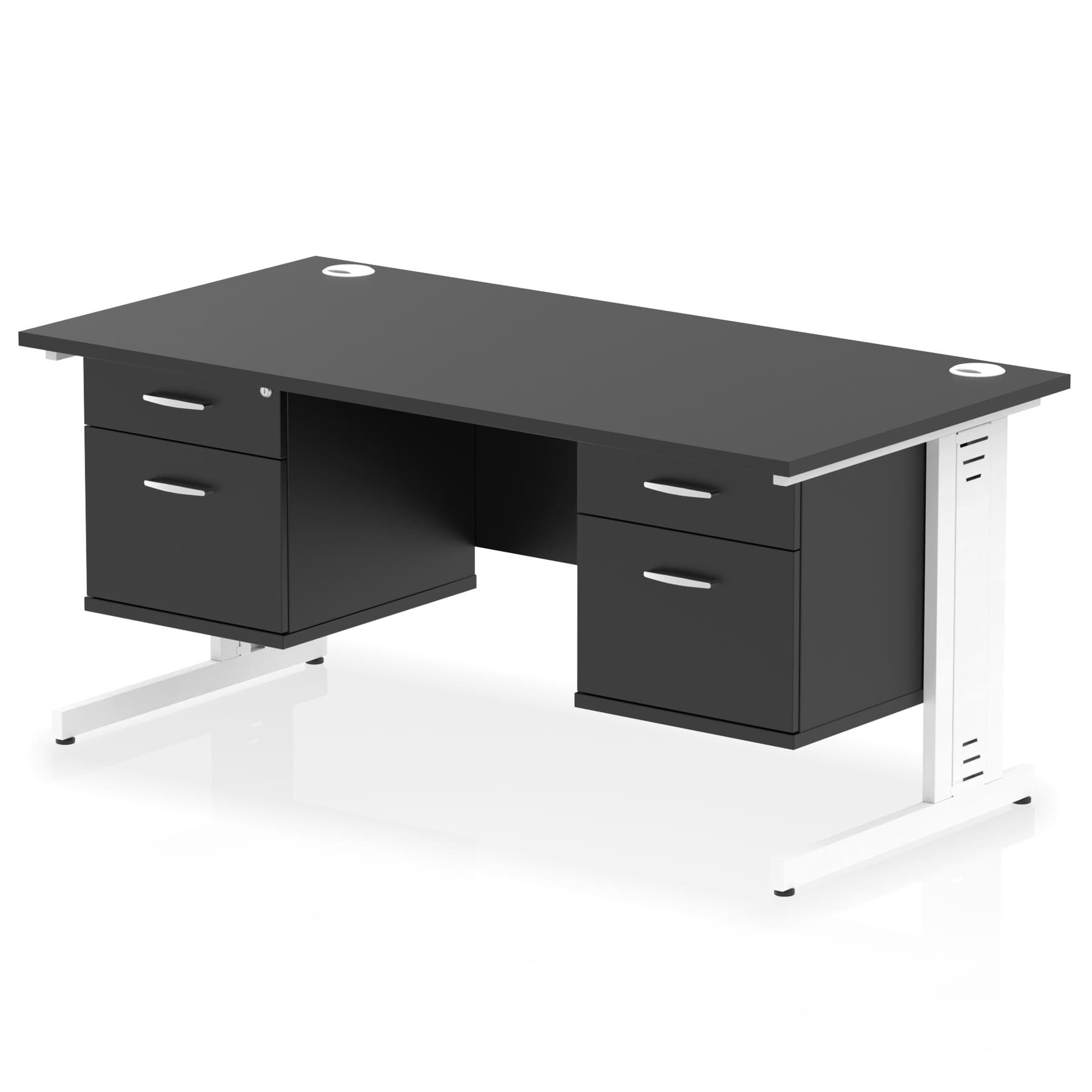 Impulse 1600mm Cable Managed Straight Desk With Two Fixed Pedestal - Image 55