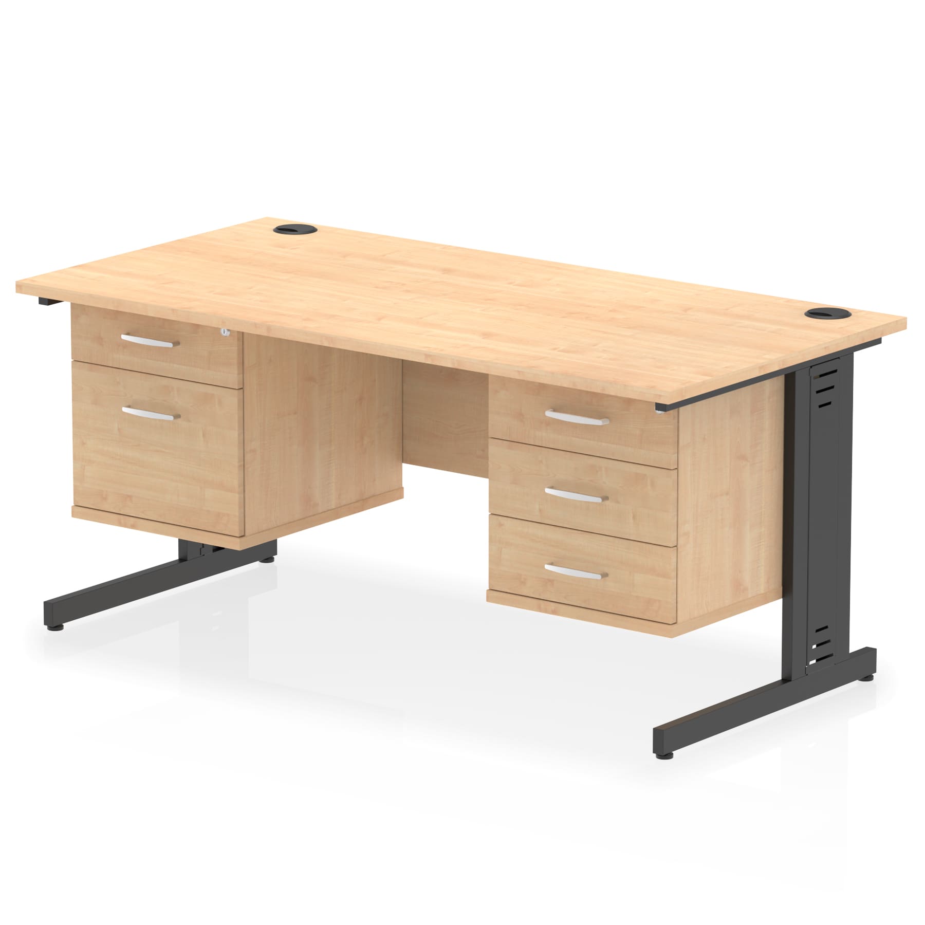 Impulse 1600mm Cable Managed Straight Desk With Two Fixed Pedestal - Image 60
