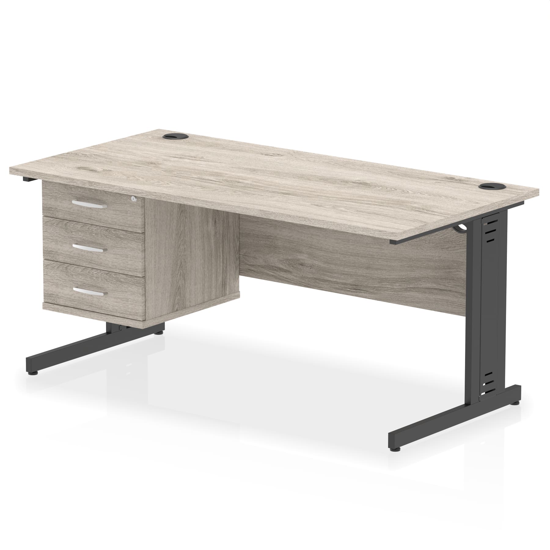 Impulse 1600mm Cable Managed Straight Desk With Single Fixed Pedestal - Image 56