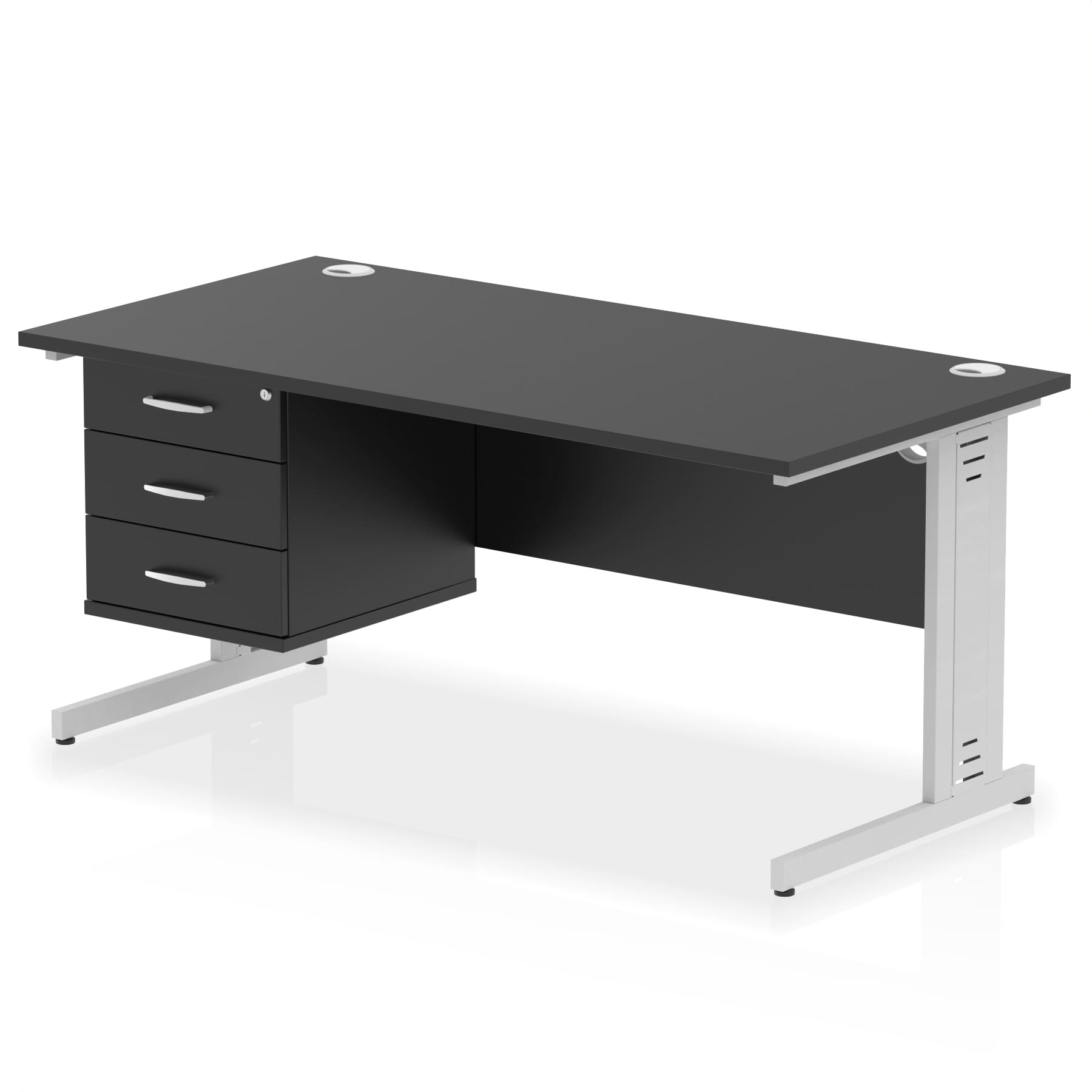 Impulse 1600mm Cable Managed Straight Desk With Single Fixed Pedestal - Image 57