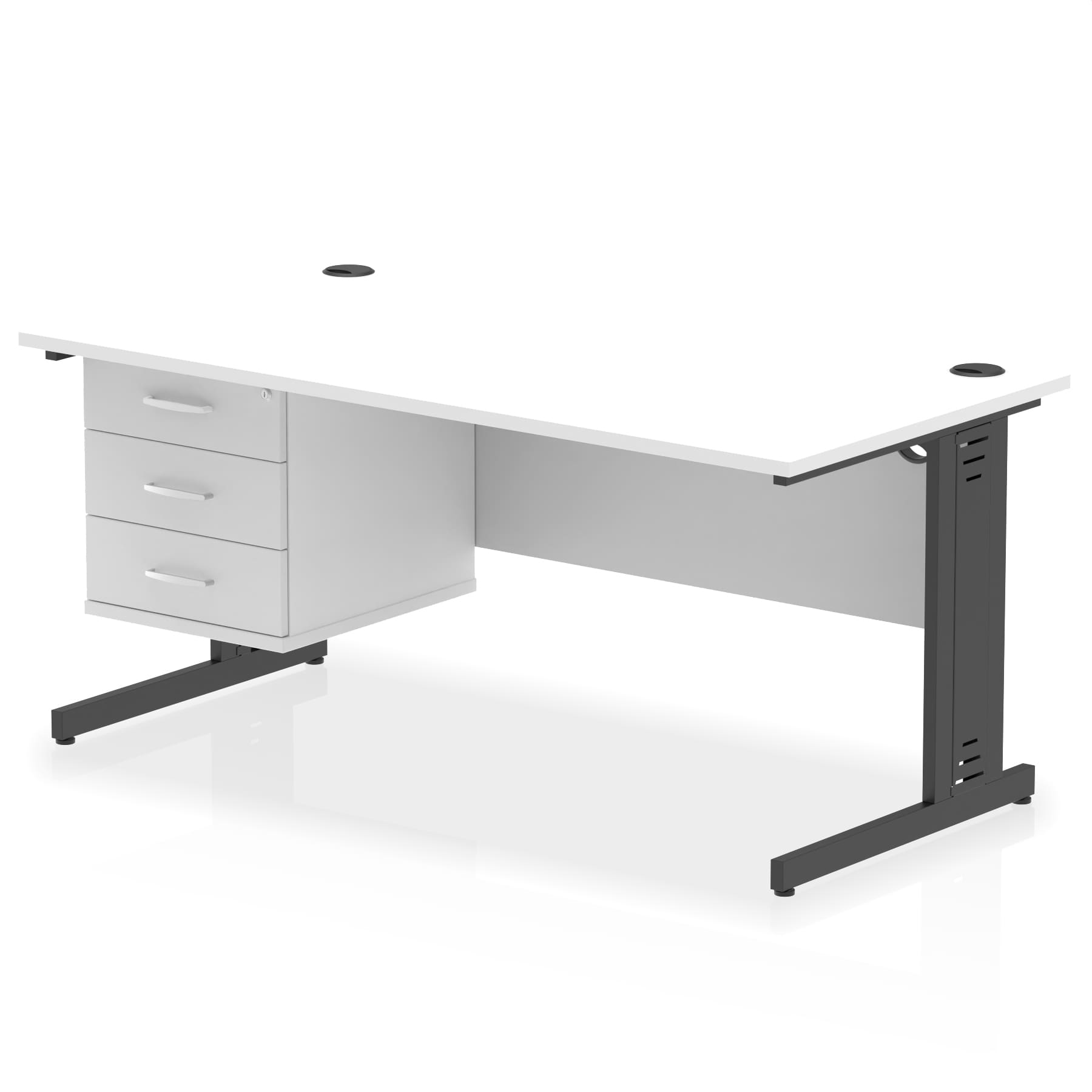 Impulse 1600mm Cable Managed Straight Desk With Single Fixed Pedestal - Image 60