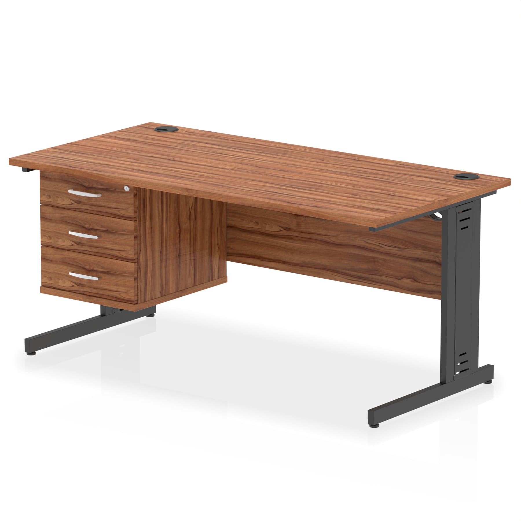 Impulse 1600mm Cable Managed Straight Desk With Single Fixed Pedestal - Image 61