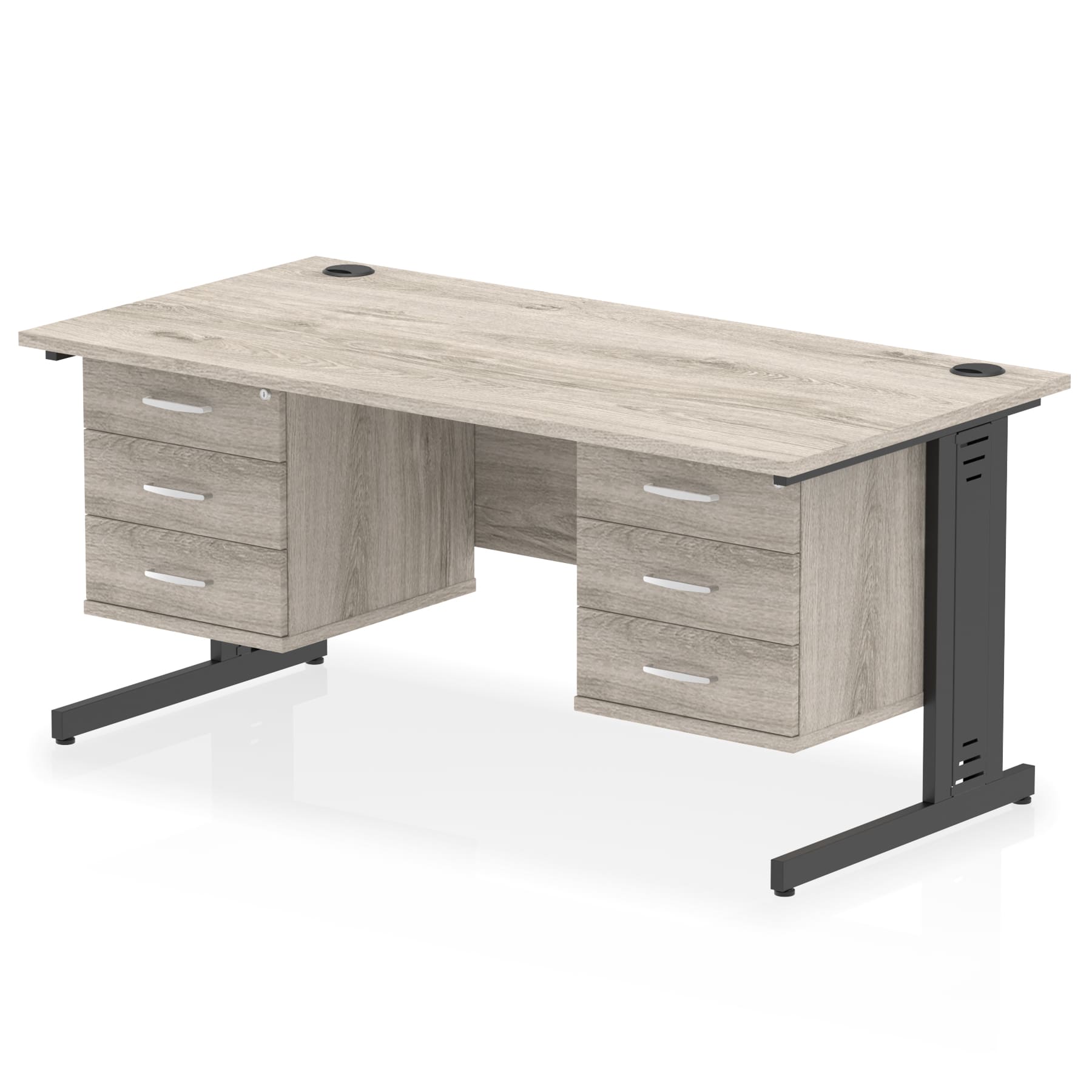 Impulse 1600mm Cable Managed Straight Desk With Two Fixed Pedestal - Image 67